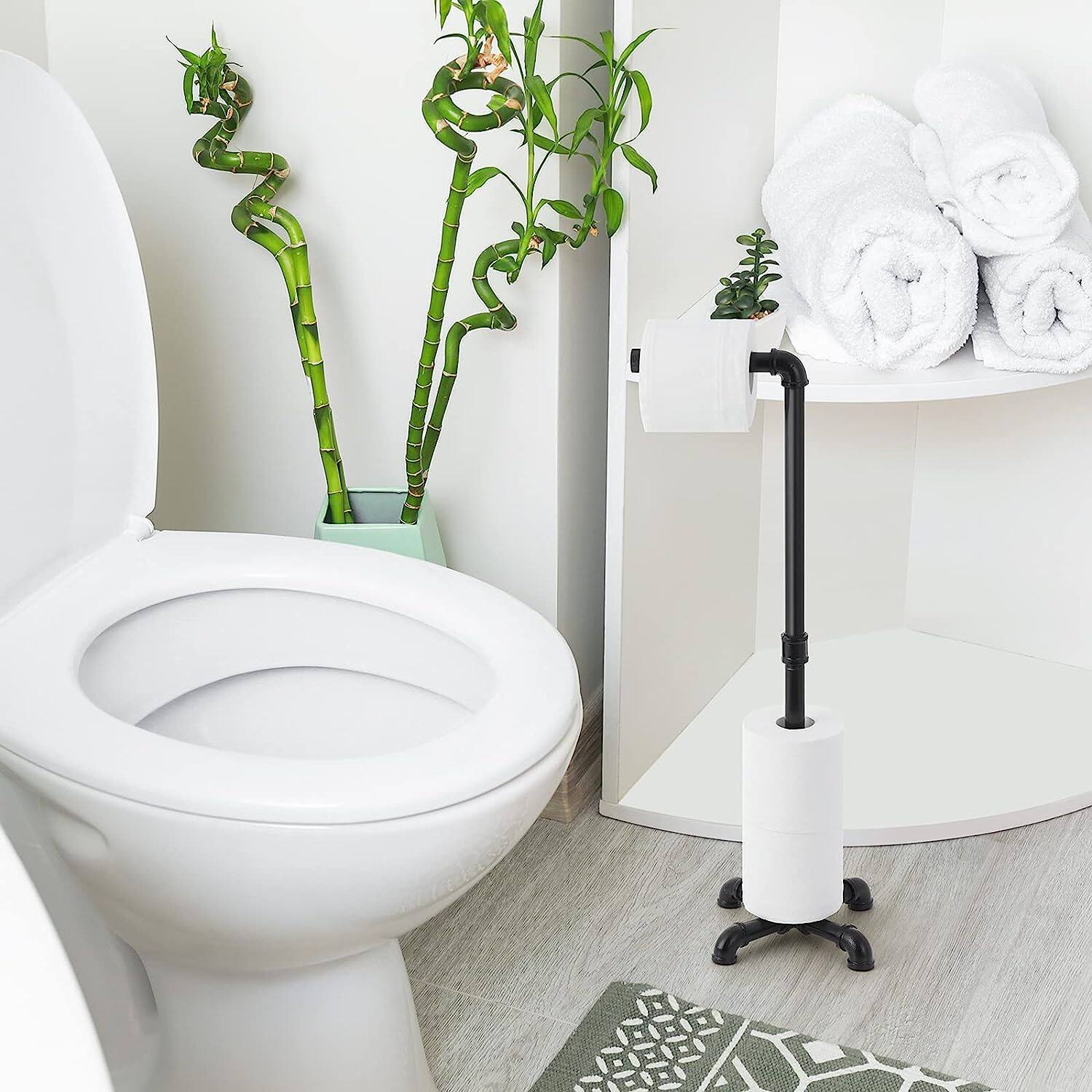 Black Toilet Paper Holder Stand, 2ct.
