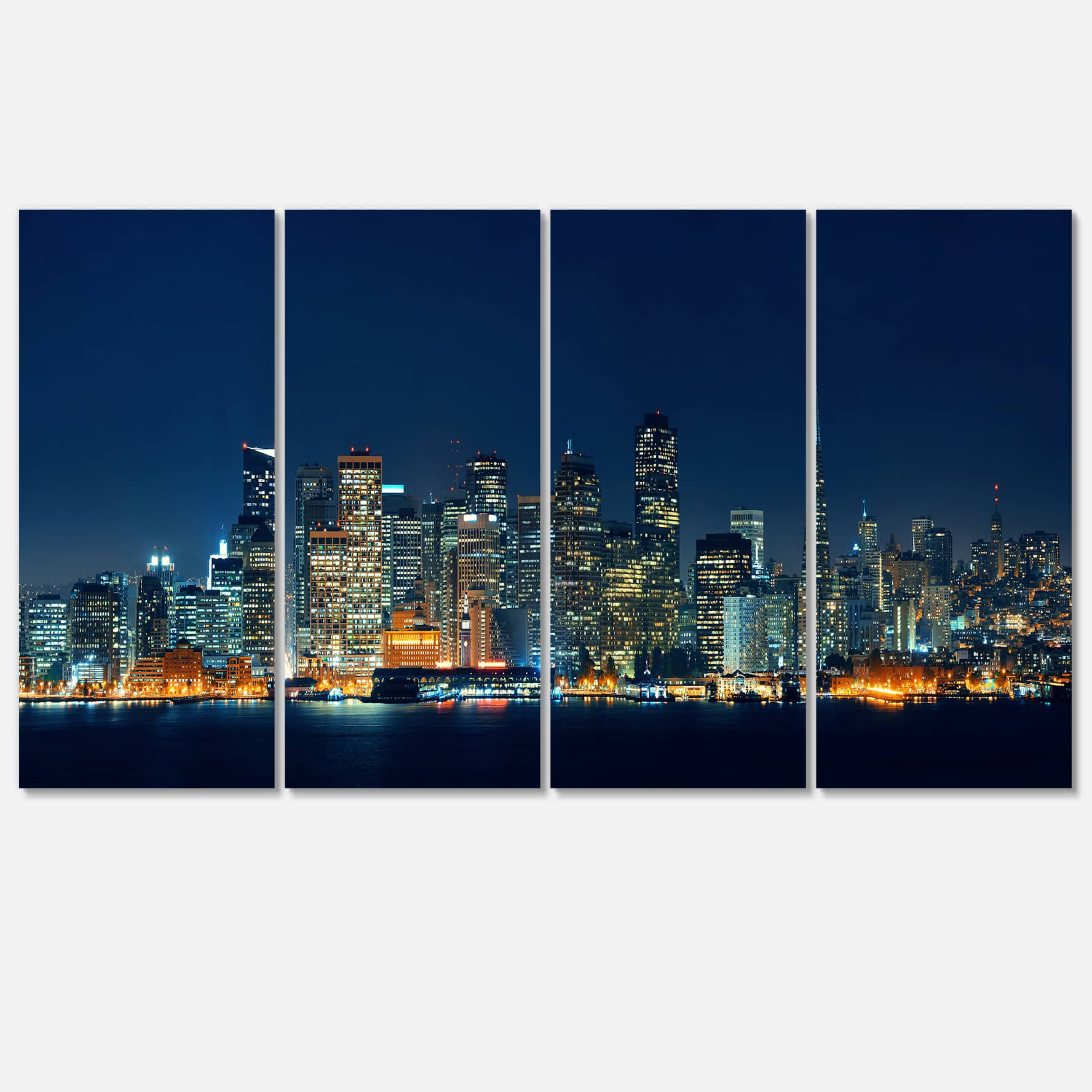 Designart - San Francisco Skyline at Night - Cityscape Canvas Print