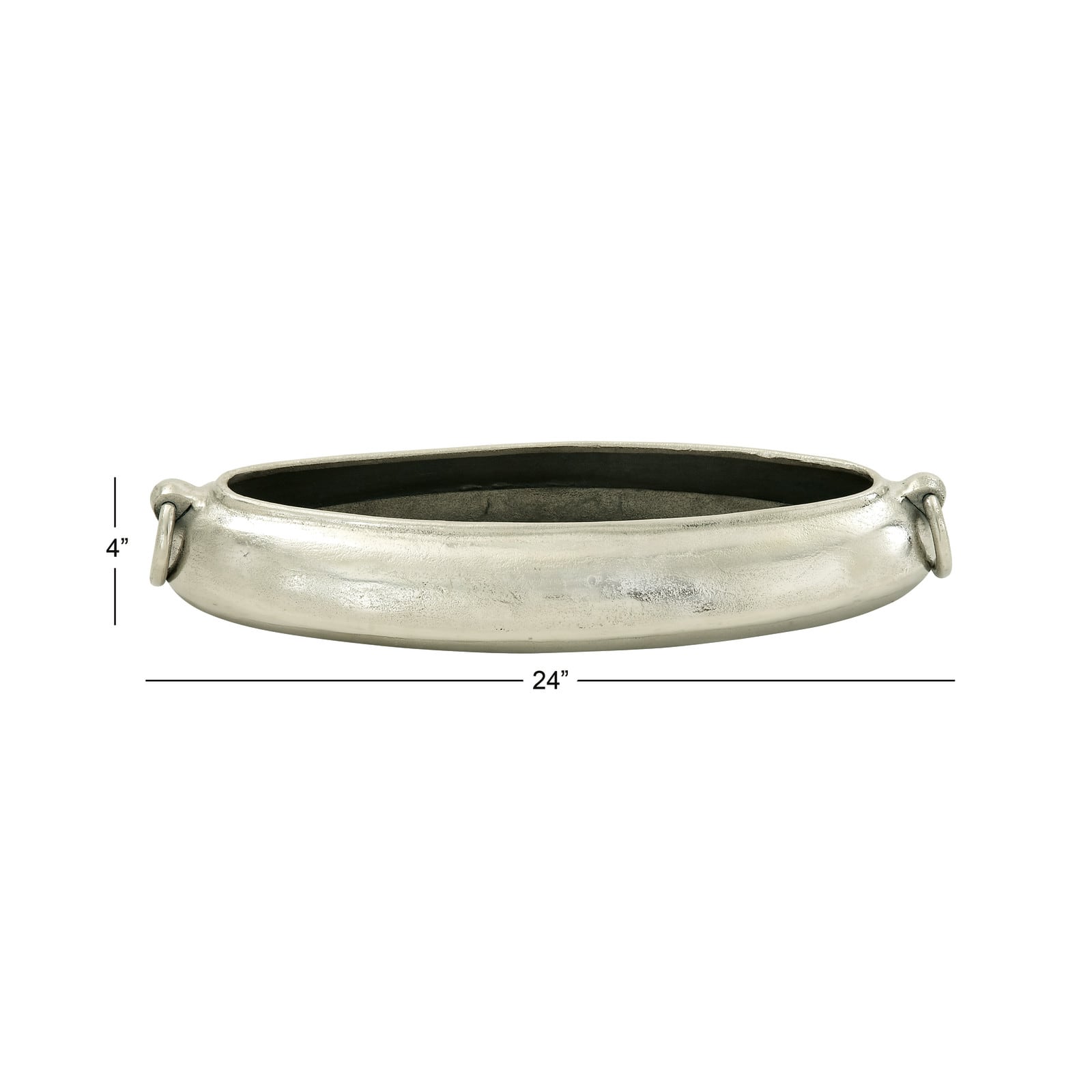 24" Silver Aluminum Contemporary Elongated Bowl