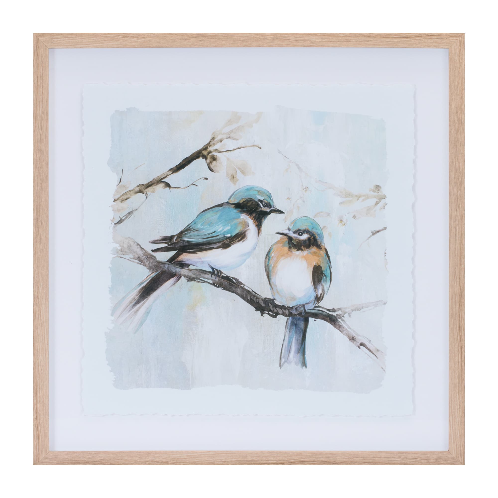 21" x 21" Framed Bird Couple Wall Print Set