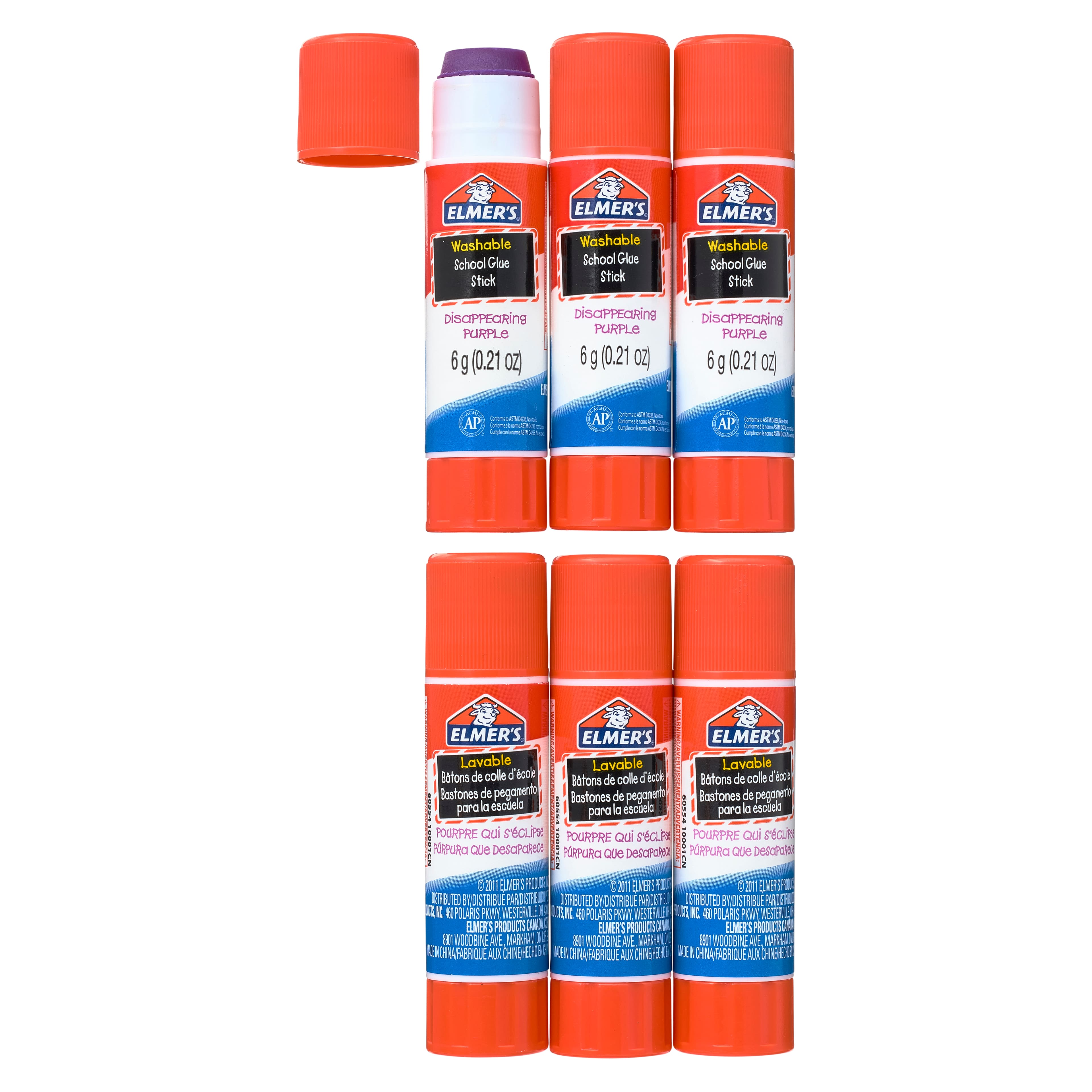 Elmer's® Disappearing Purple School Glue Stick, 6 Count