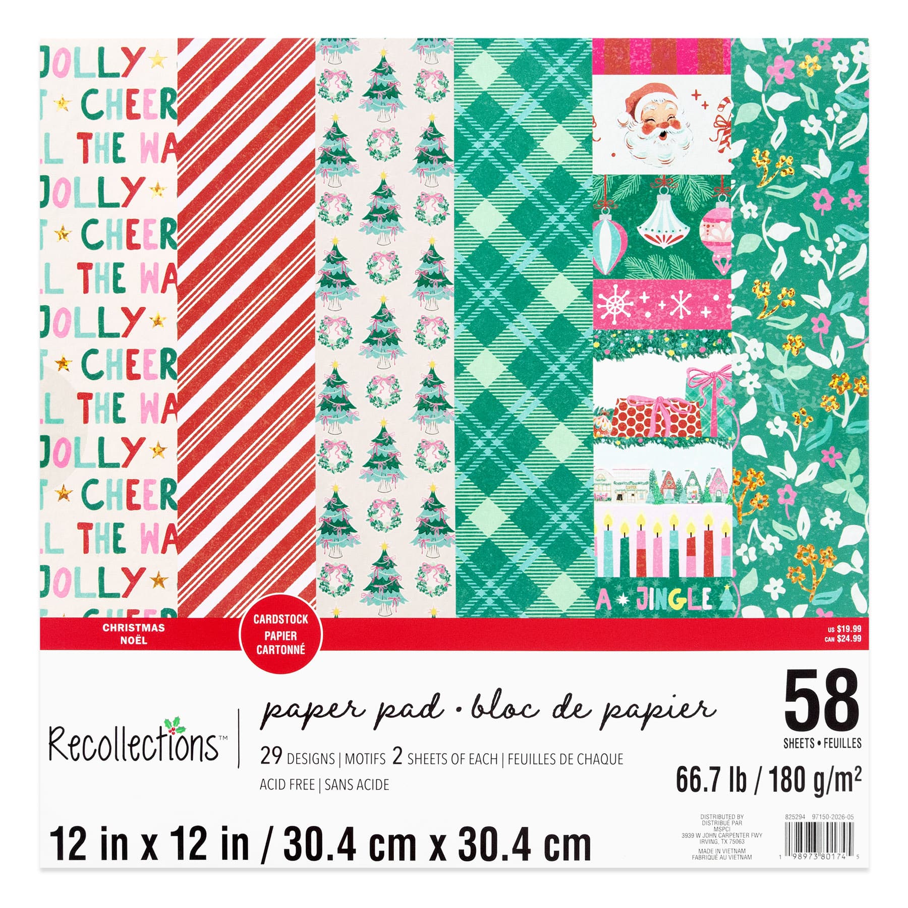 12" x 12" Jingle Joy Cardstock Paper Pad by Recollections™, 58 Sheets