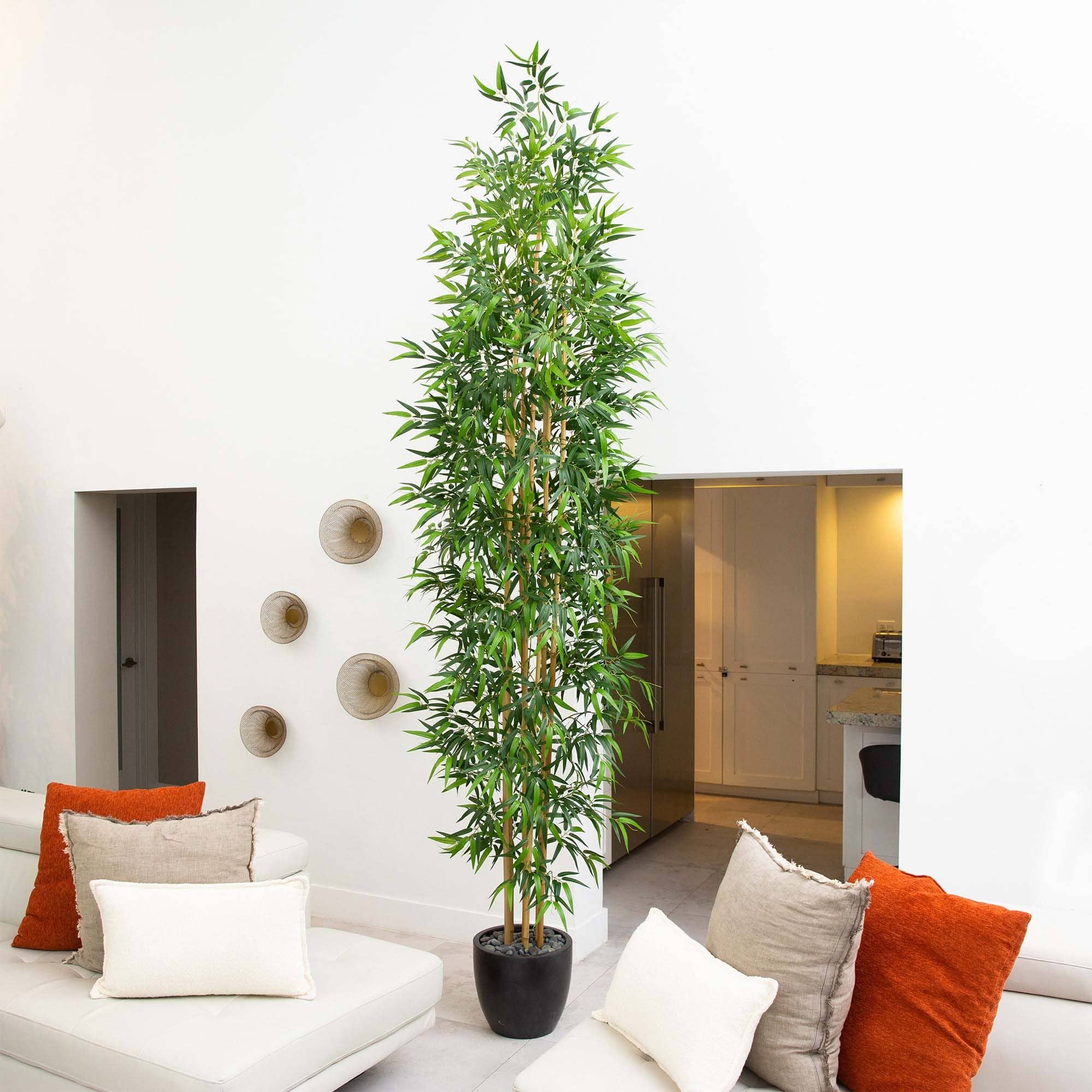 11ft. Green Artificial Bamboo Tree with Real Bamboo Trunks