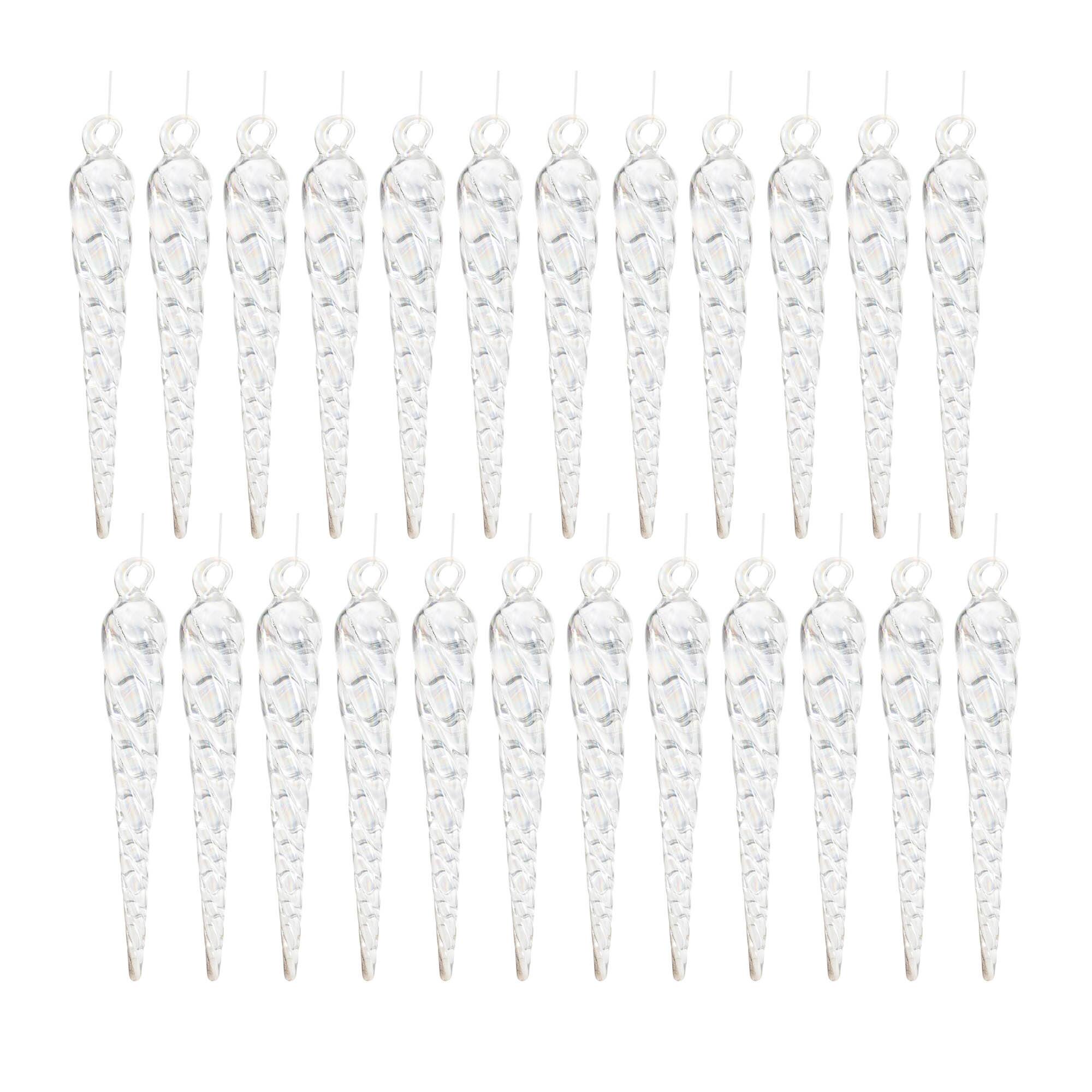 3.75" Clear Glass Icicle Ornaments, 24ct.