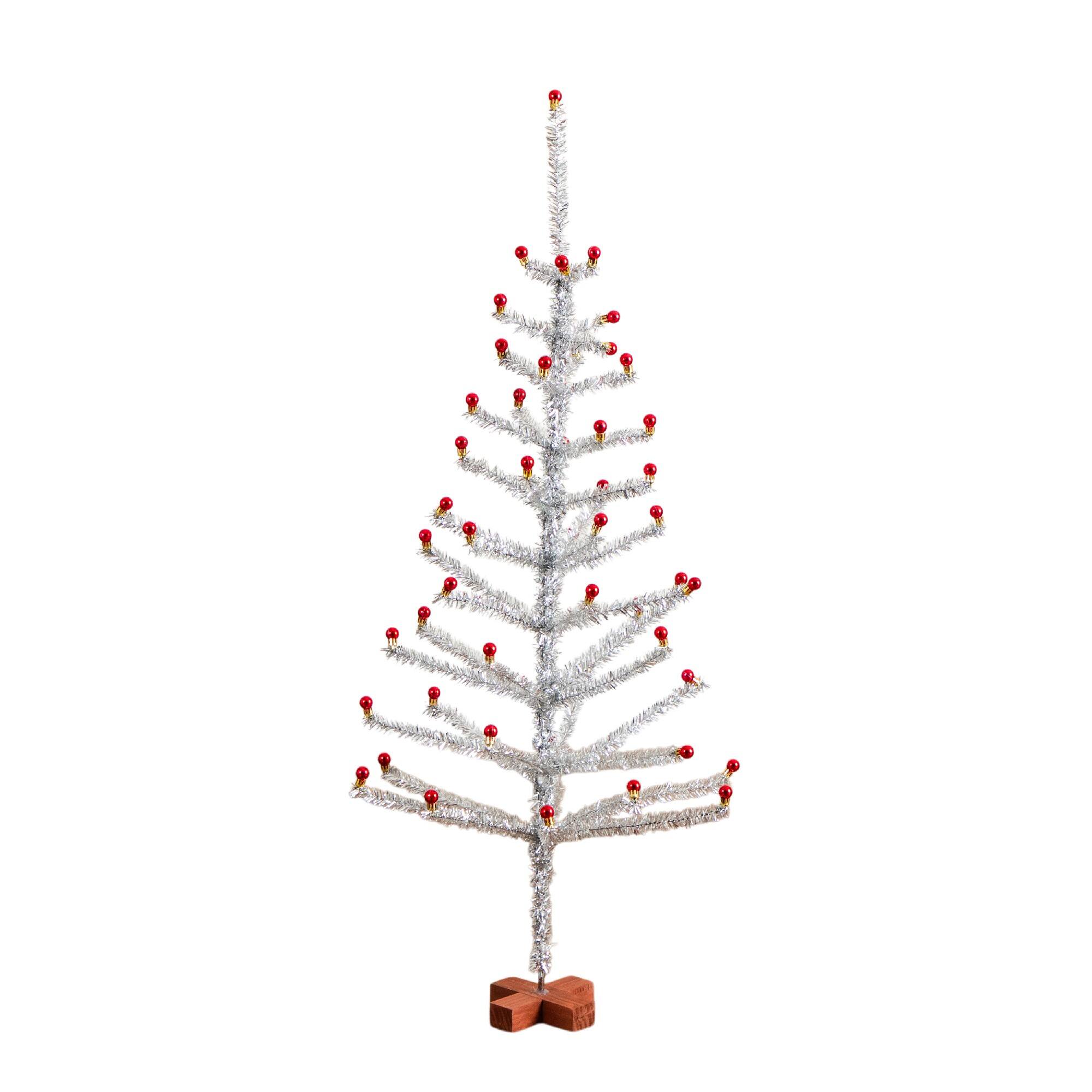 4ft. Unlit Retro Silver Tinsel Artificial Christmas Tree