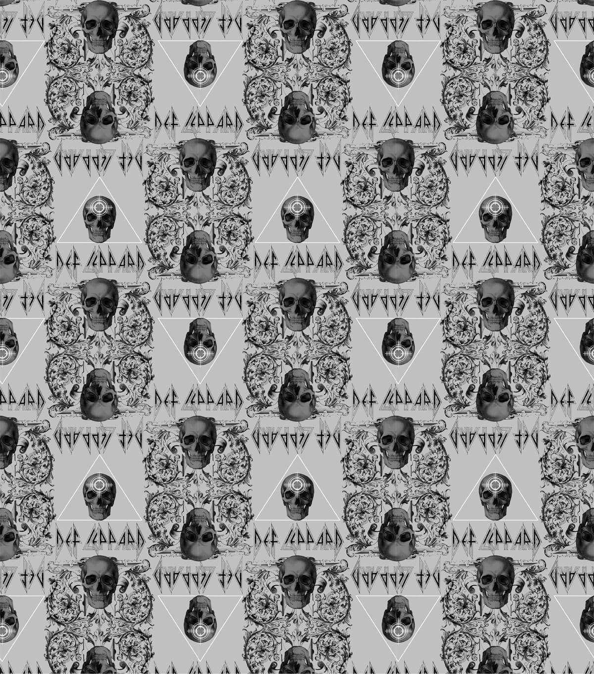 Epic Def Leppard Skulls Cotton Fabric