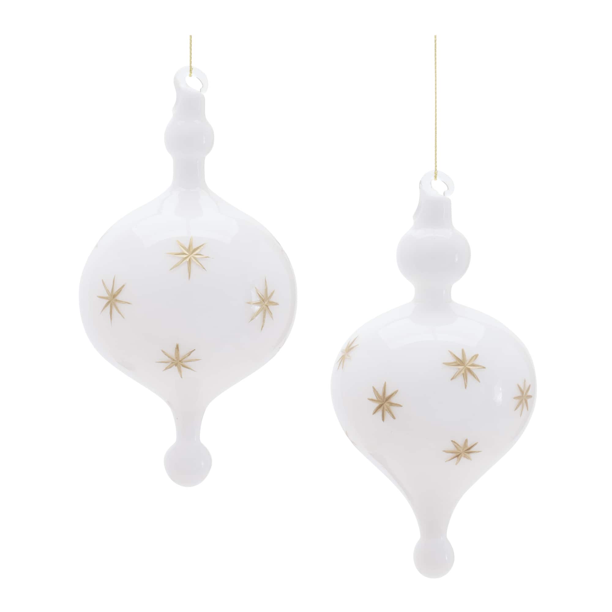 Melrose White Glass Ornament Set