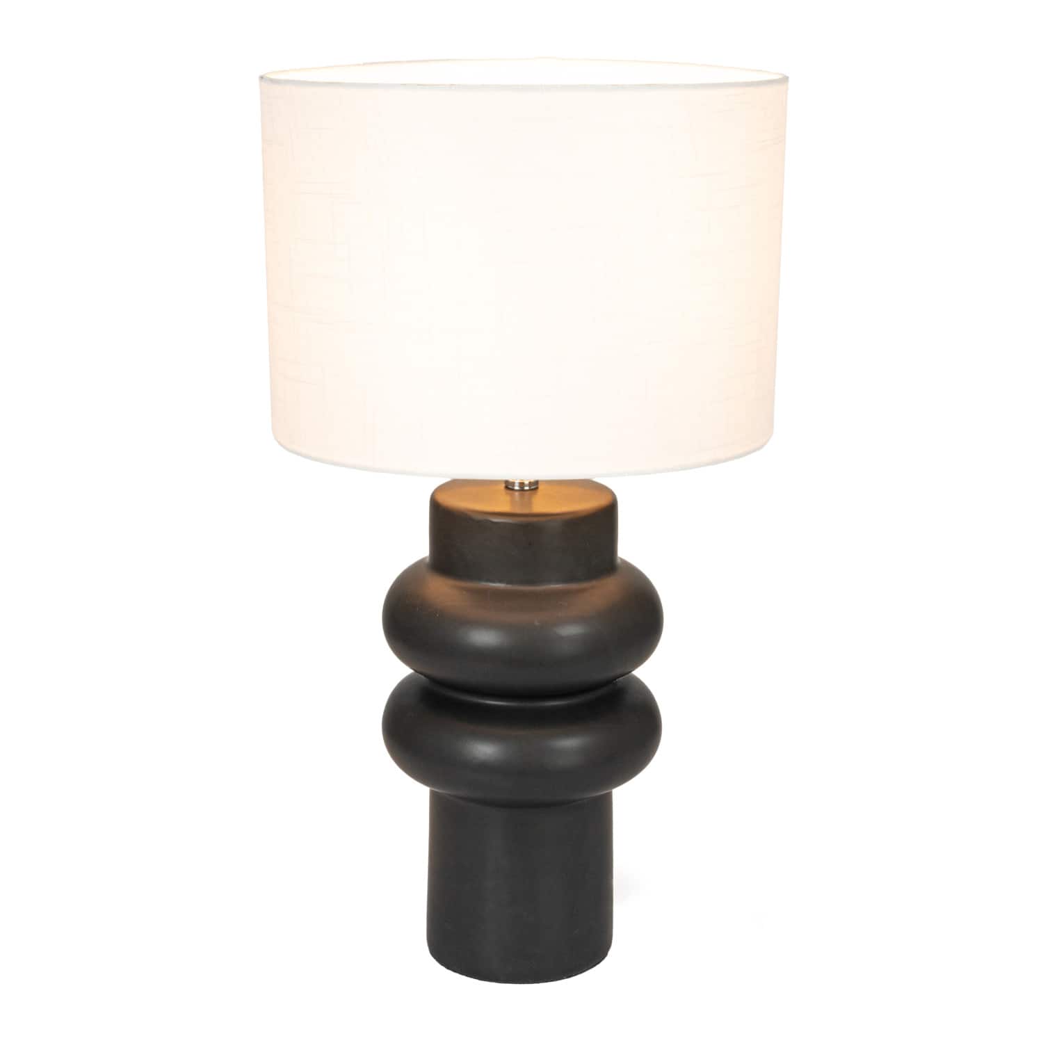 Hello Honey® 20" Black Stoneware Table Lamp with Linen Shade