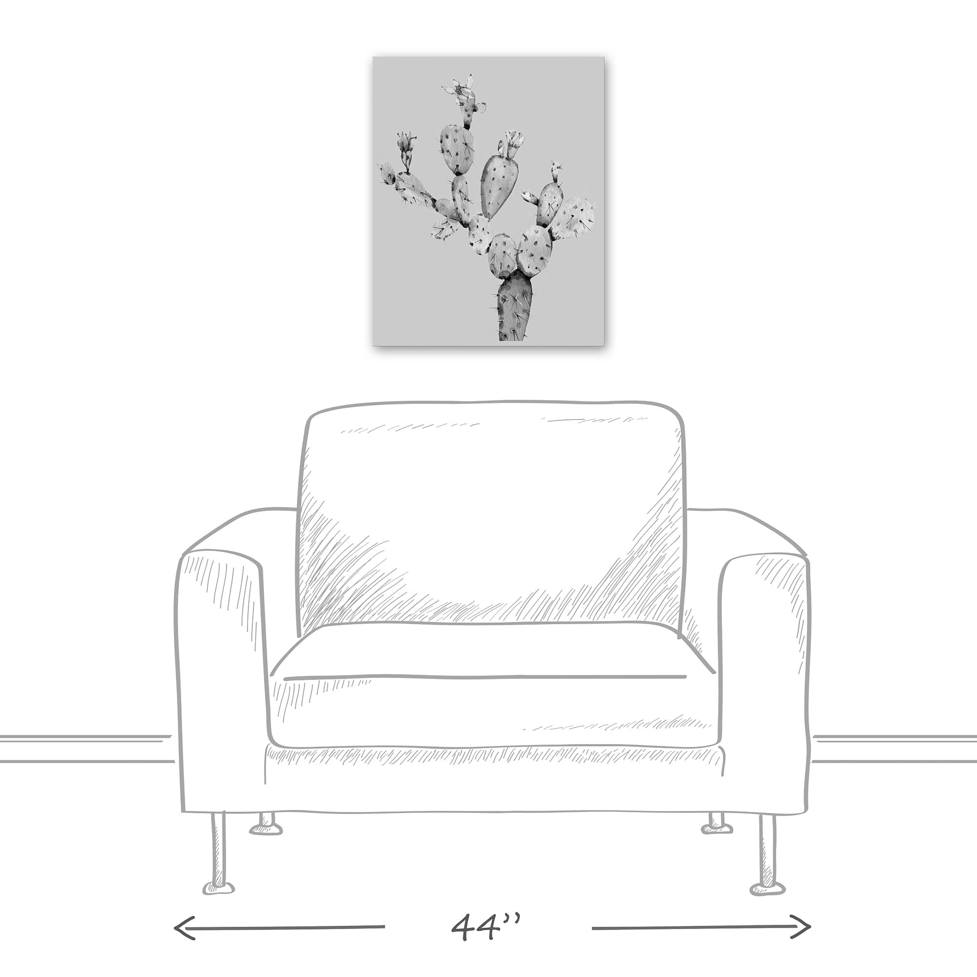 Black White Cactus 16" x 20" Canvas Wall Art