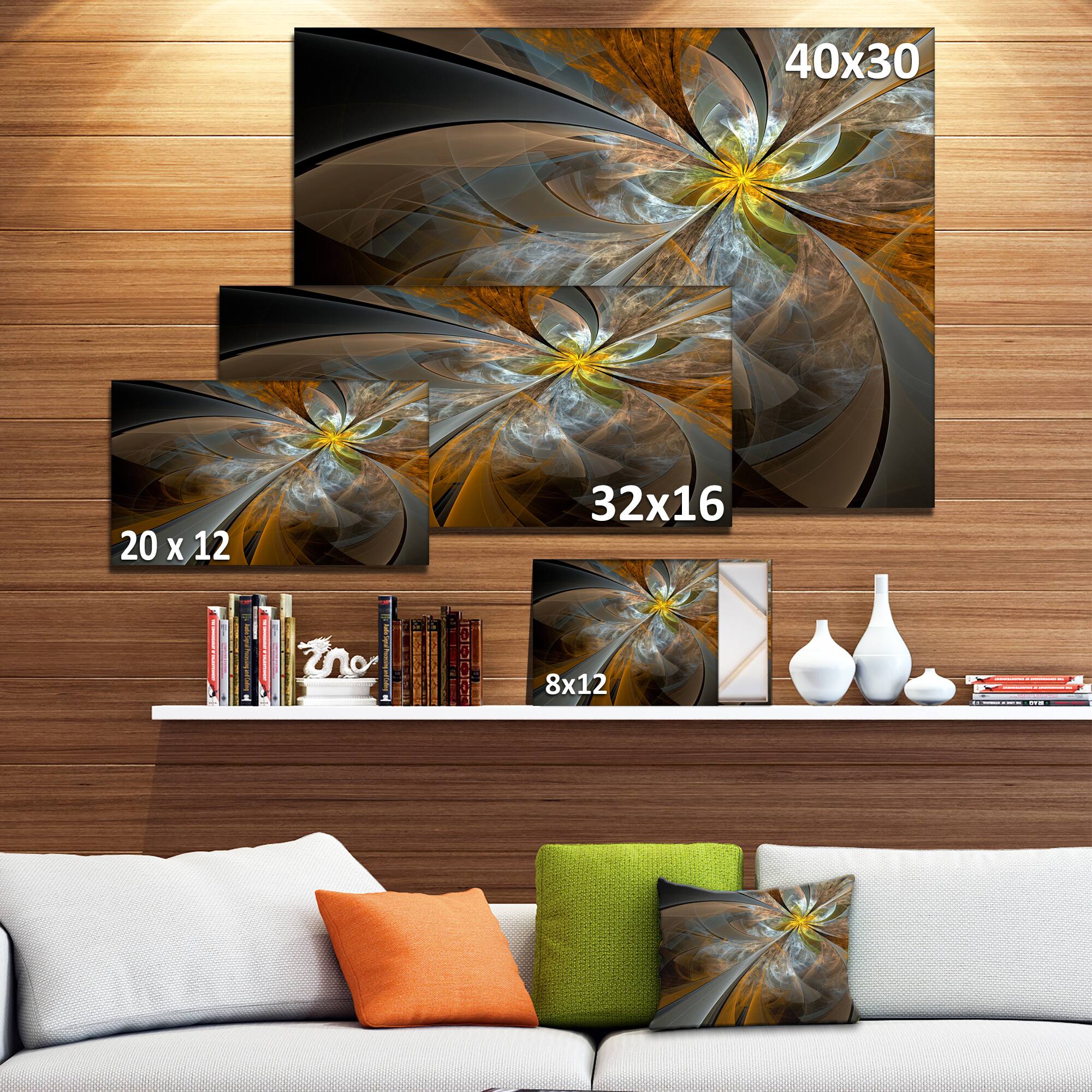 Designart - Symmetrical Yellow Fractal Flower