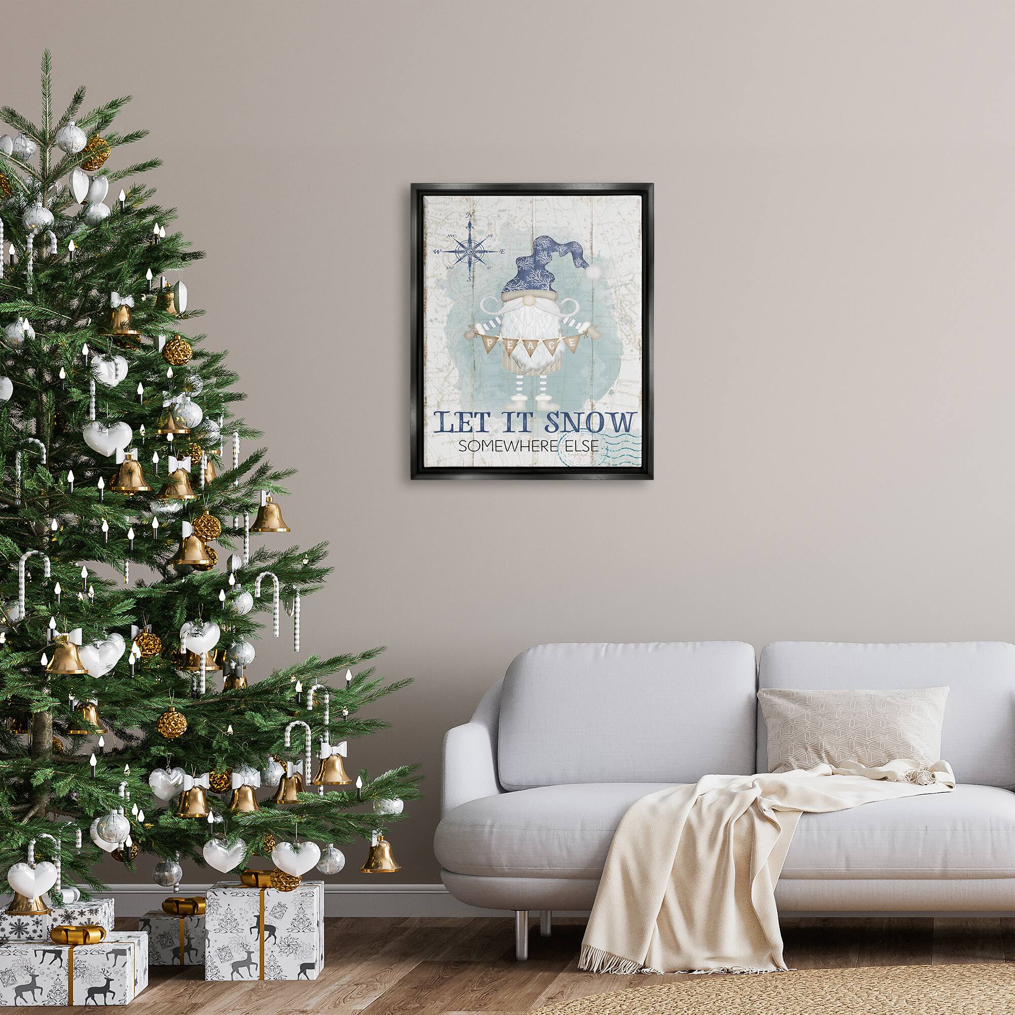 Stupell Industries Let It Snow Somewhere Else Gnome Framed Floater Canvas Wall Art