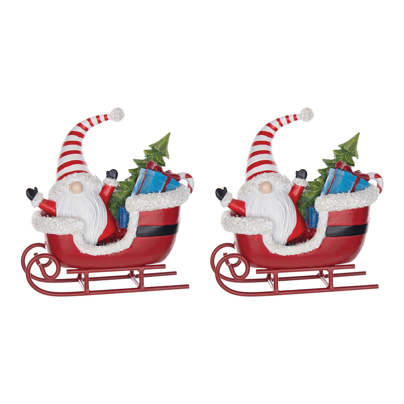 8" Santa Gnome in Sleigh Figurine, 2ct.