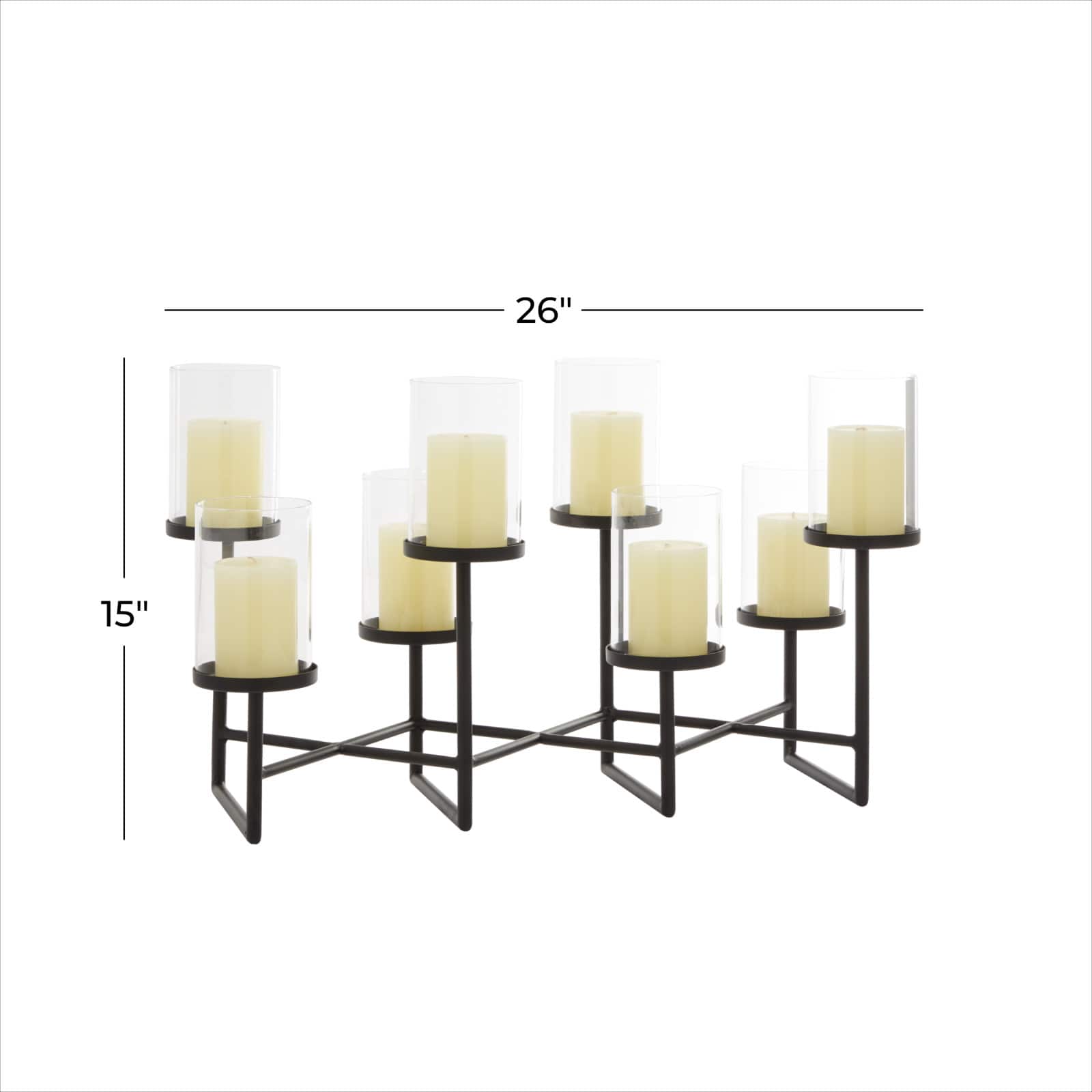 Black Metal Modern Candelabra, 15" x 26" x 12"