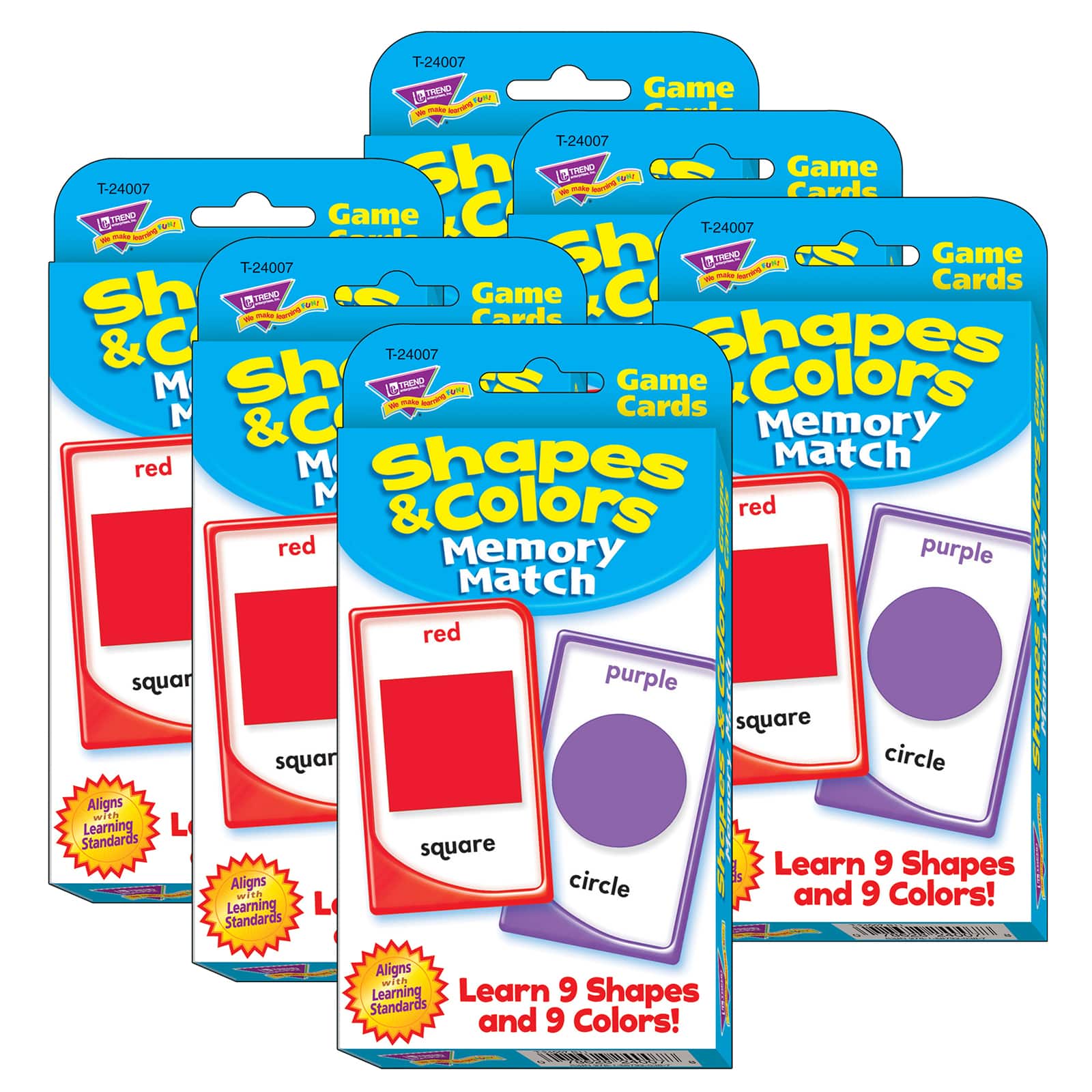 TREND Shapes and Colors Memory Match Challenge Cards, 6 Pack of 56