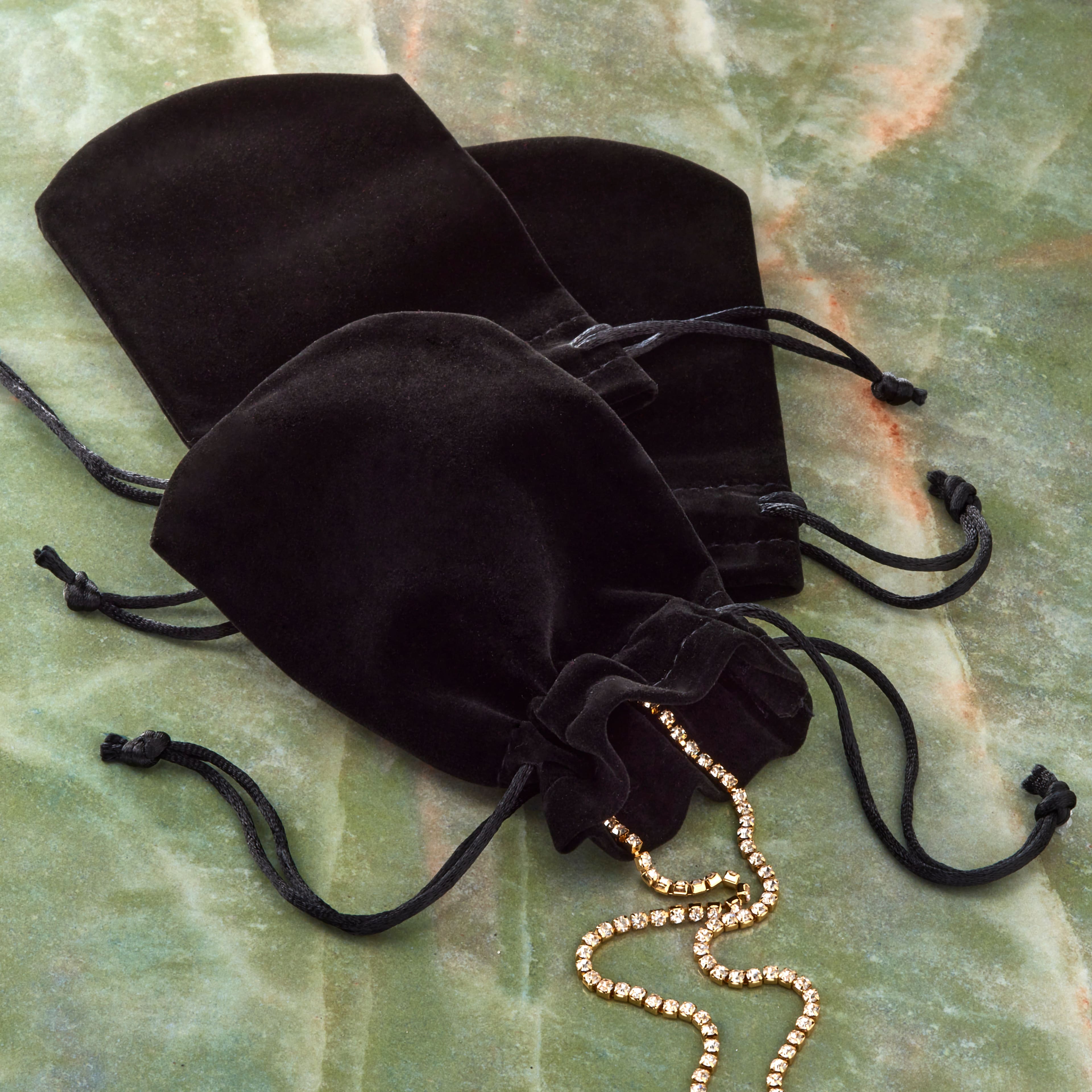 5.5" Black Velvet Jewelry Bag by Bead Landing™, 8ct.