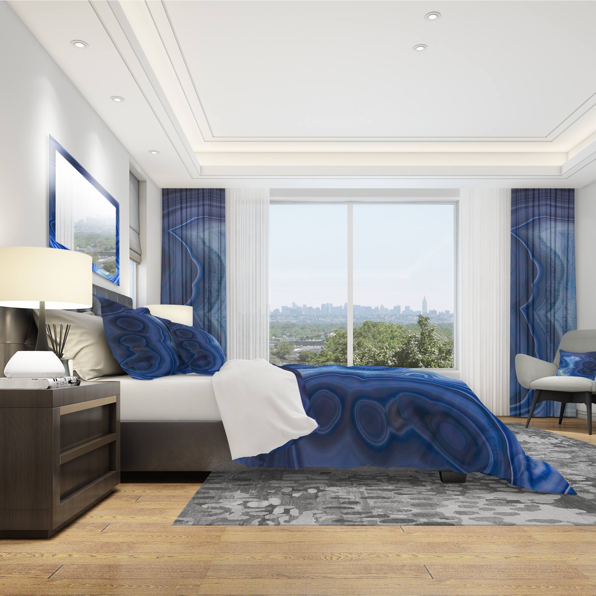 Designart 'Blue Agate Stone Design' Modern & Contemporary Bedding Set - Duvet Cover & Shams