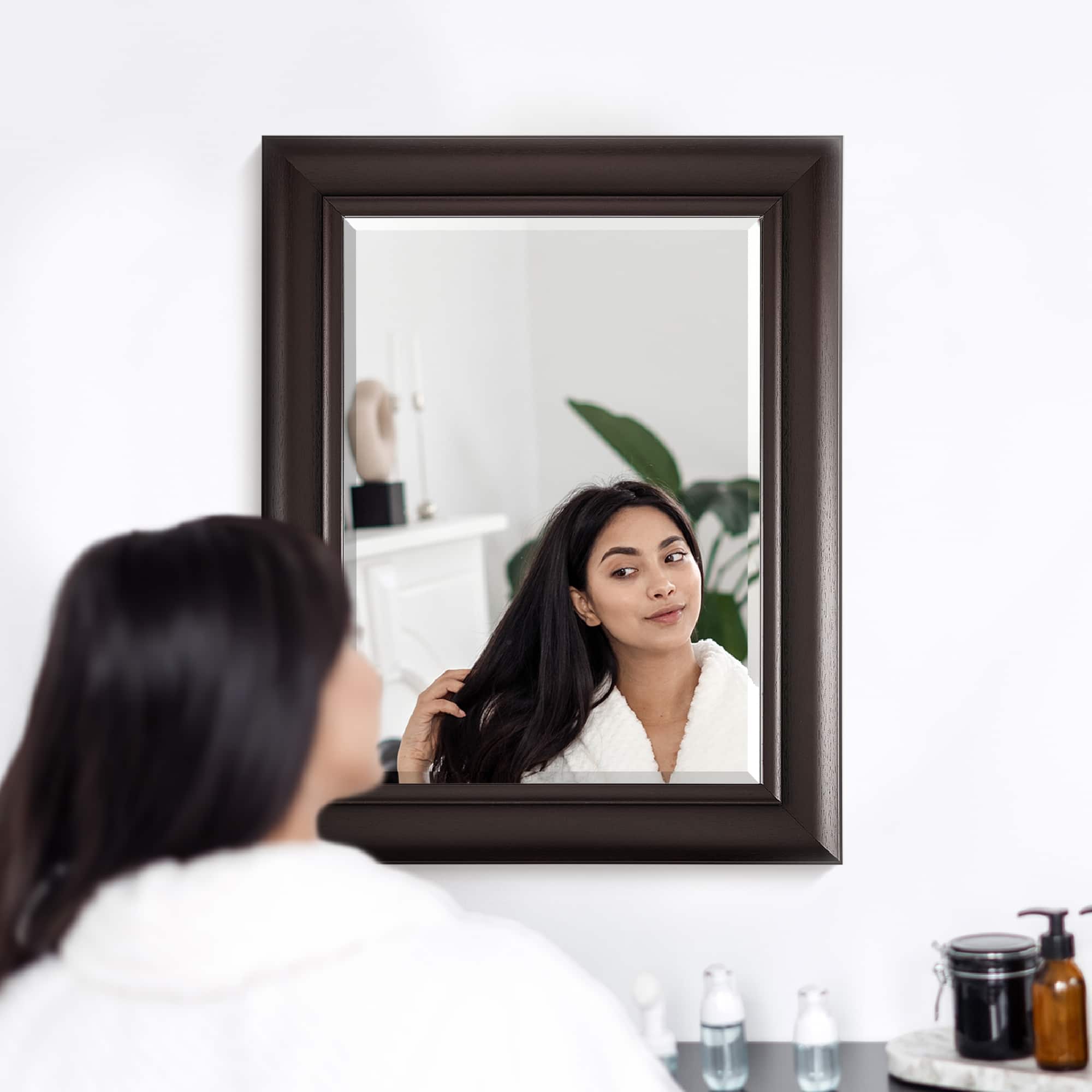 Head West 30" Espresso Framed Wall Vanity Mirror