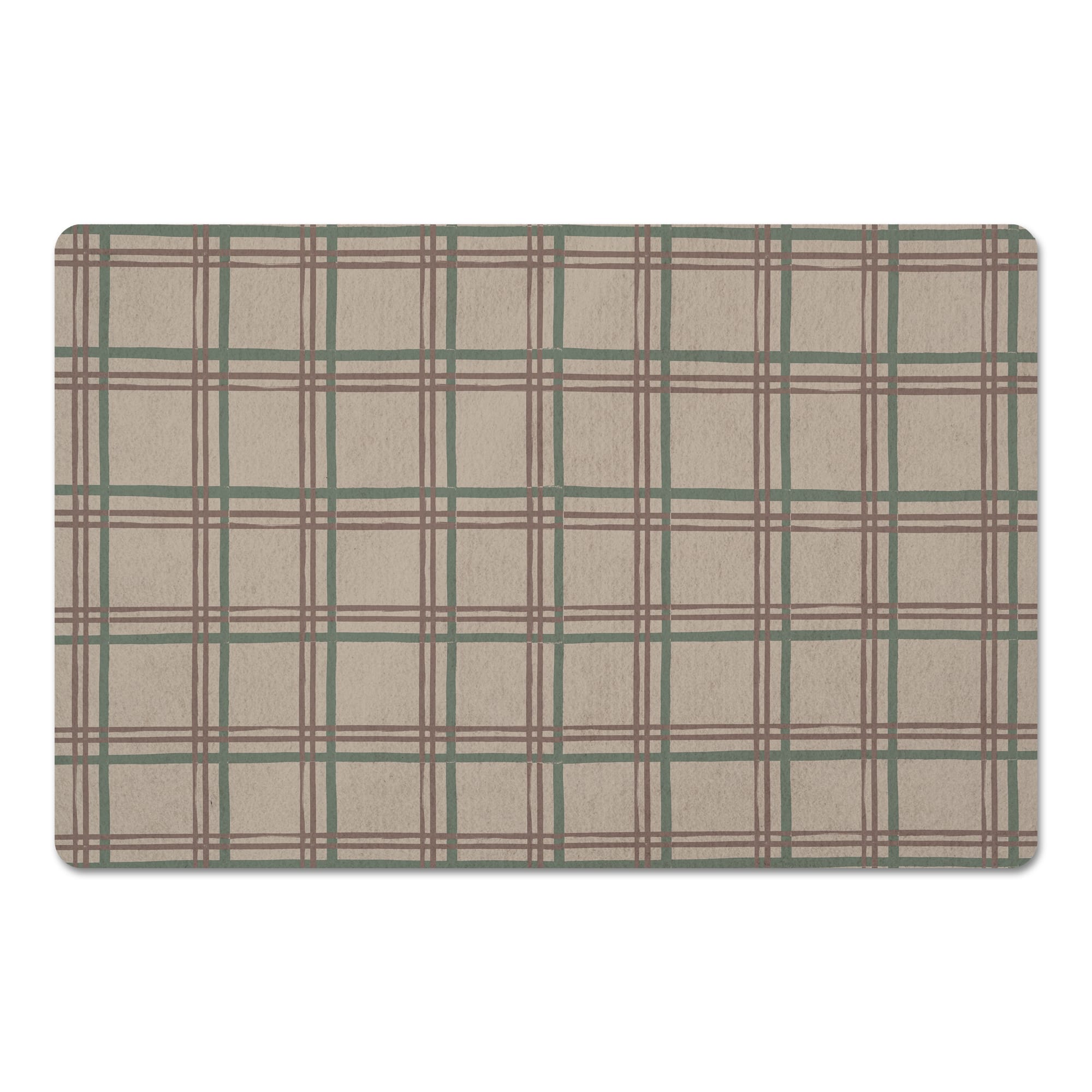 Holiday Plaid on Brown Floor Mat