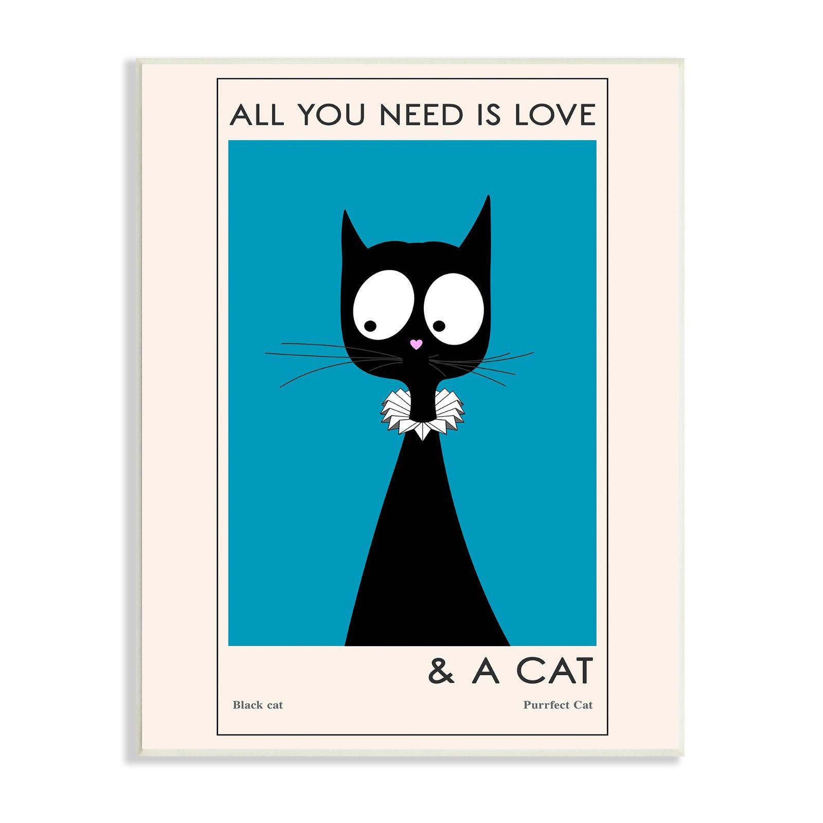 Stupell Industries Love and A Cat Phrase Funny Fashion Feline Wall Plaque