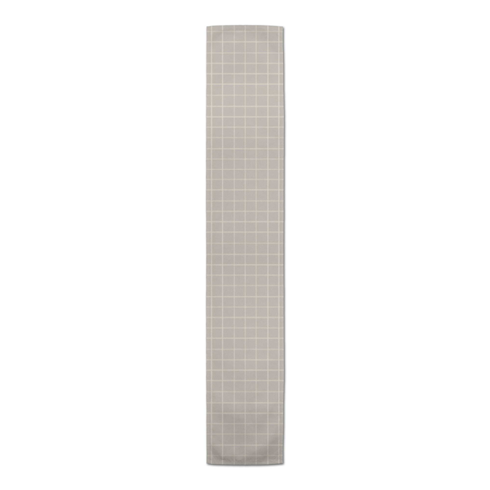 72" Gray & White Check Cotton Twill Runner