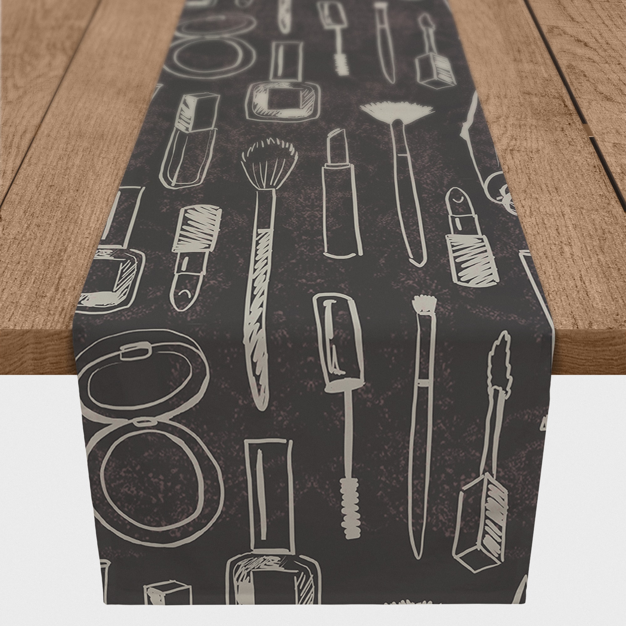 72" Makeup Icons Cotton Twill Table Runner