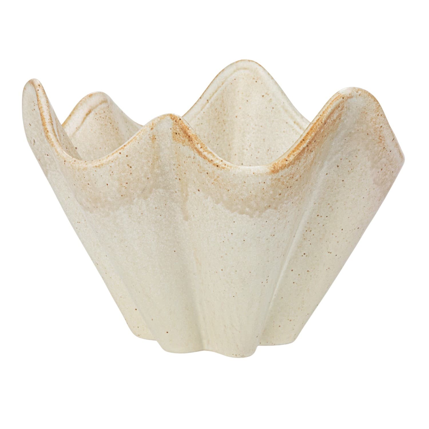 Hello Honey® 7.5" Cream Reactive Glaze Round Stoneware Ruffled Bowl