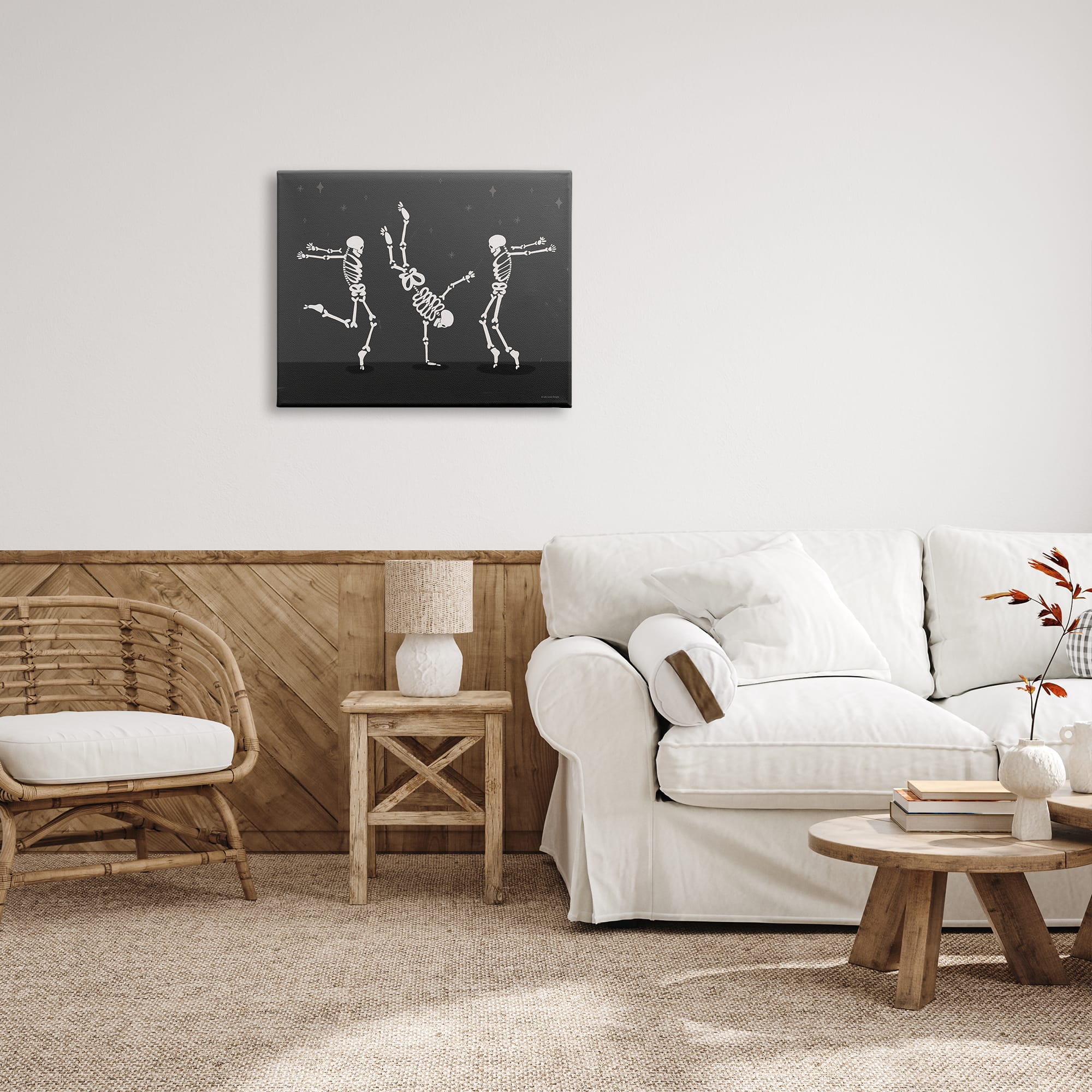 Stupell Industries Three Dancing Skeletons Canvas Wall Art
