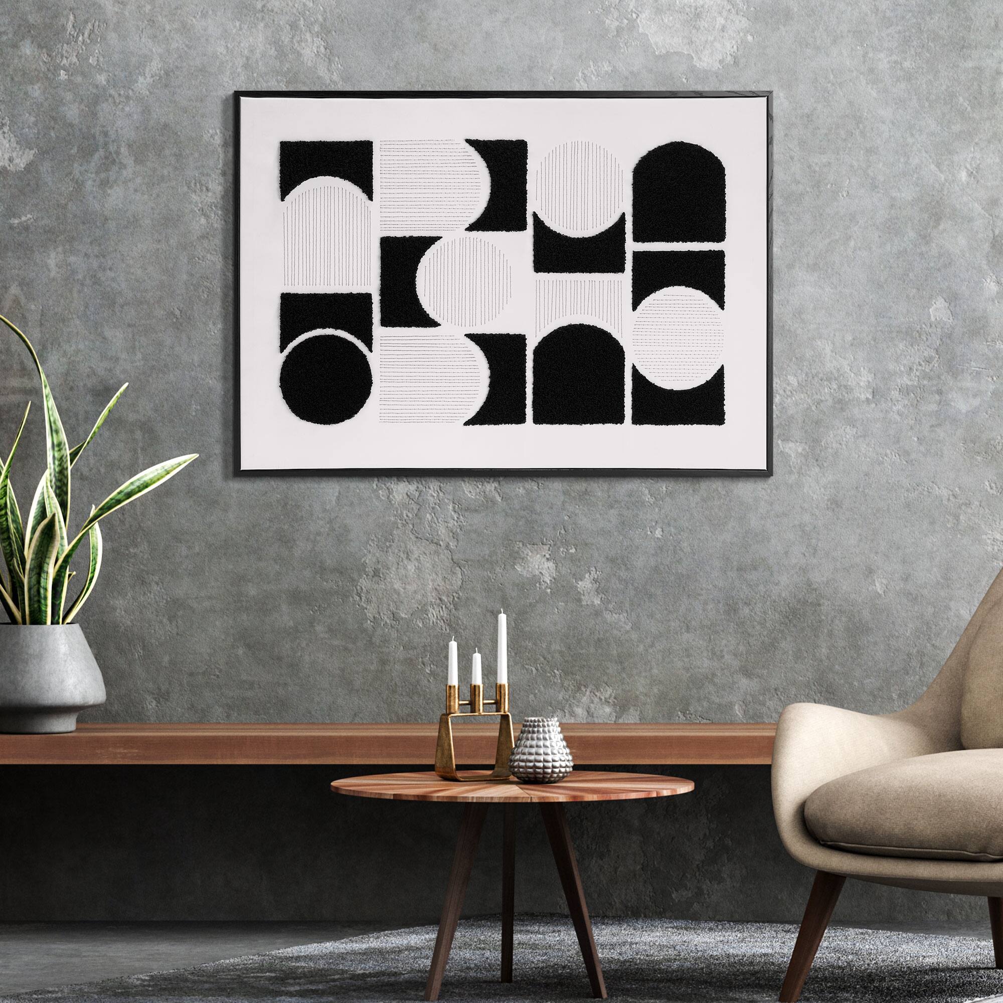 American Art Decor Memories in Shapes Framed Printed, Embroidered & Tufted Canvas Wall Art - 20.75" x 28.75"