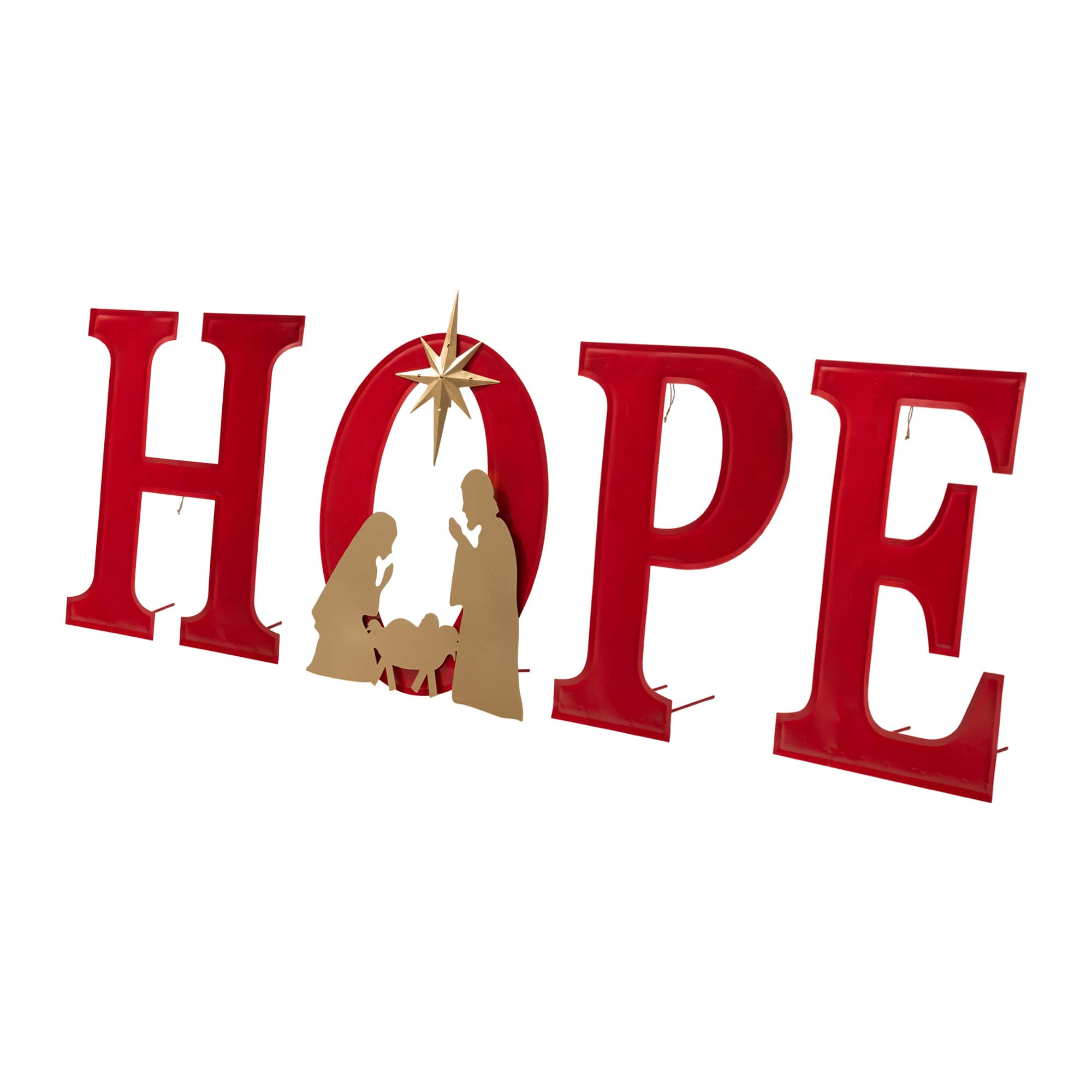 Glitzhome® 2.5ft. LED Metal Hope Yard Stake Set with Timer