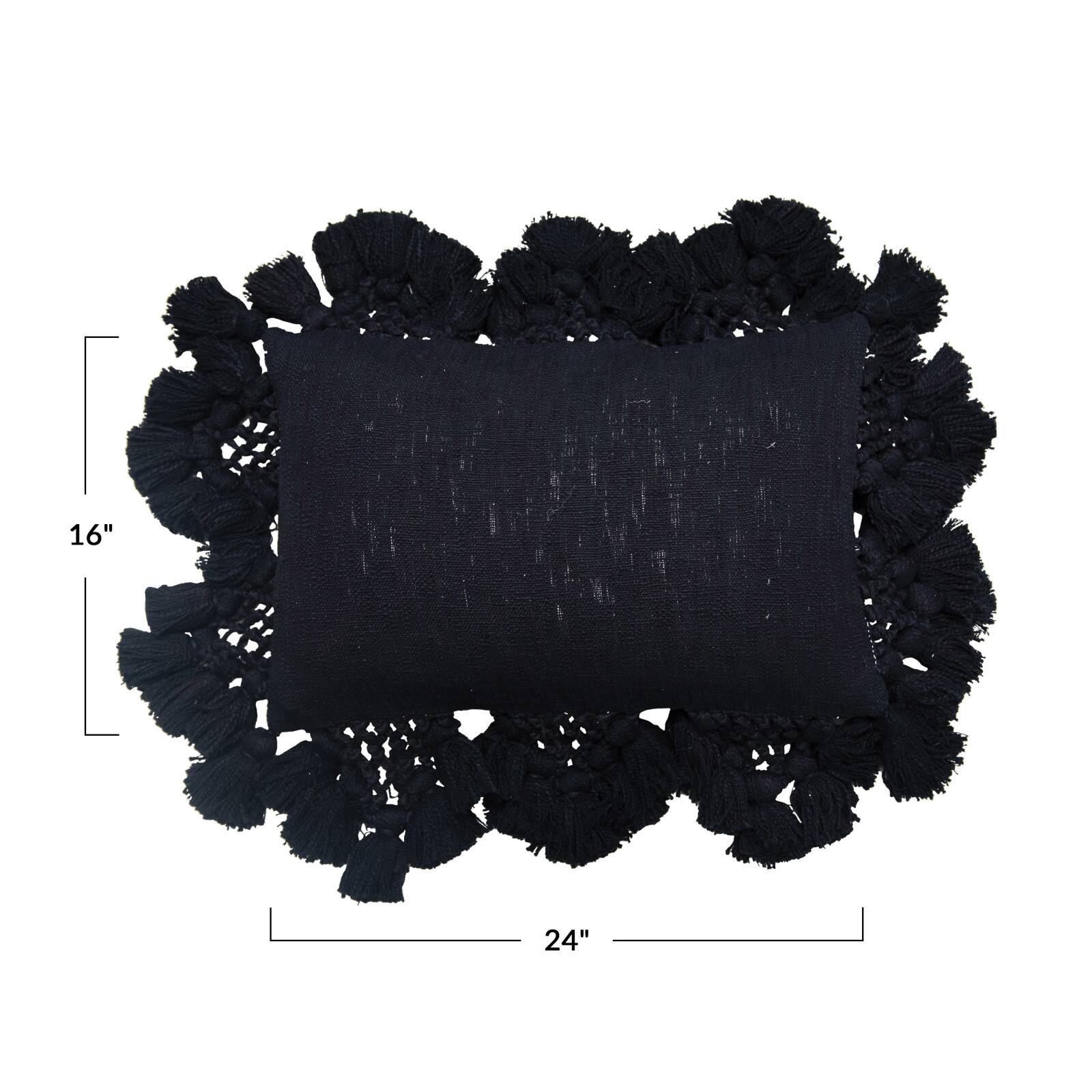 Hello Honey® Rustic Glam Decorative Crochet Cotton Slub Tassel Lumbar Pillow