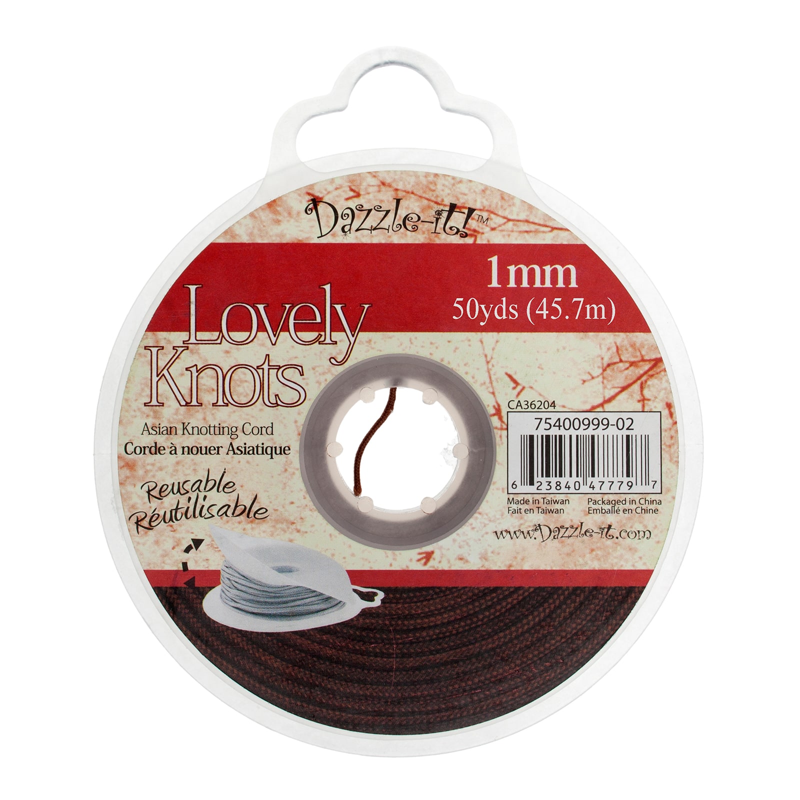 John Bead Lovely Knots 1mm Asian Knotting Cord with Bobbin, 50yd.