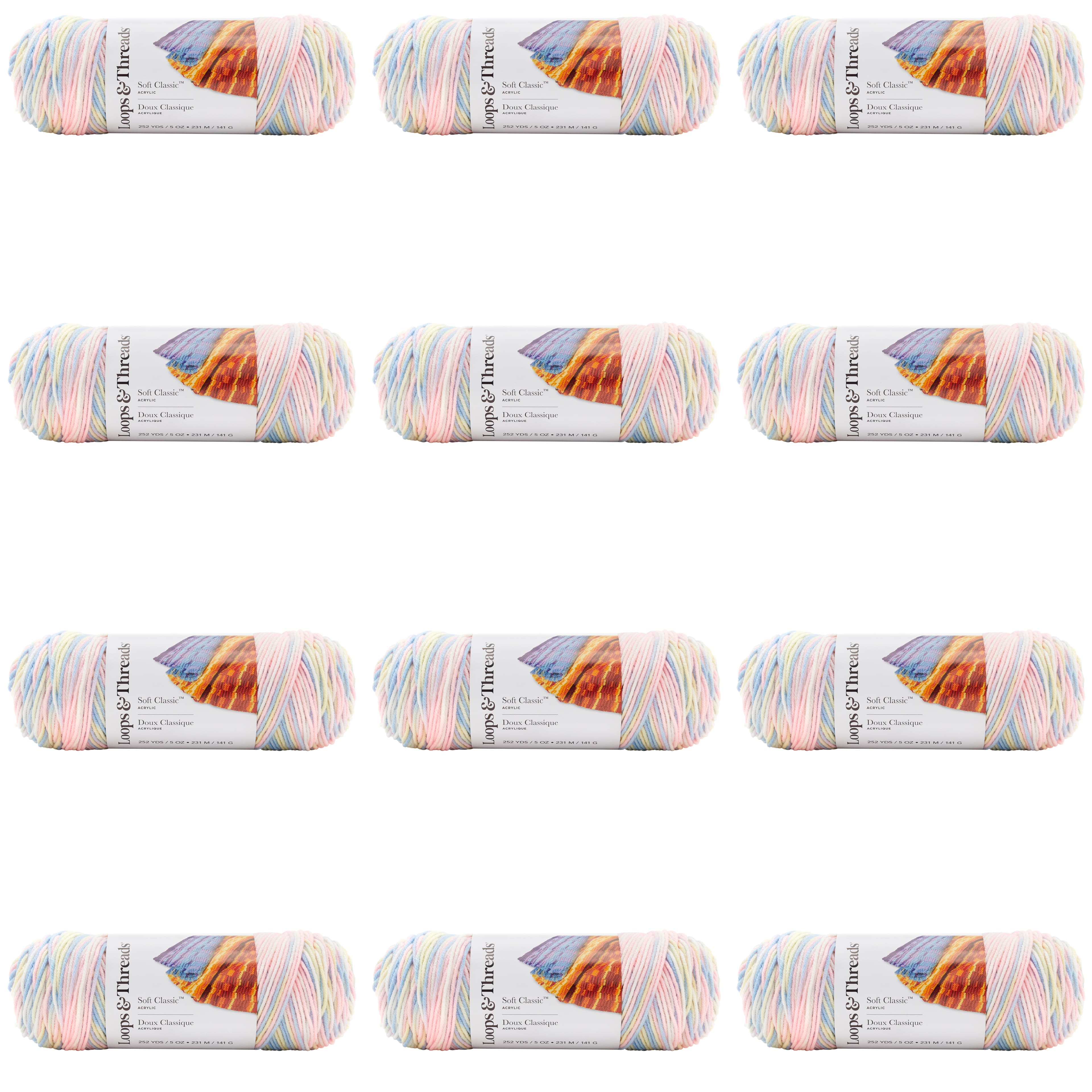 12 Pack: Soft Classic™ Multi Ombre Yarn by Loops & Threads®