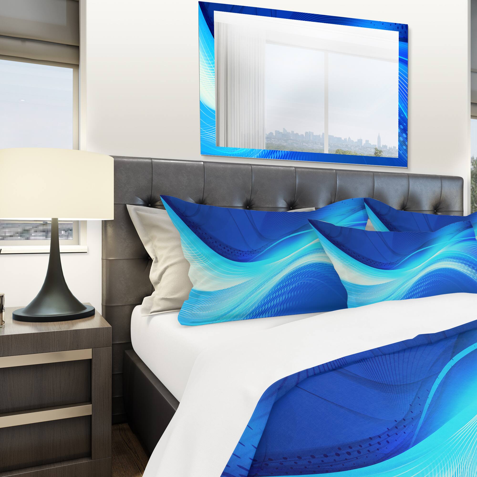 Designart 'Blue Hues Abstract' Modern & Contemporary Bedding Set - Duvet Cover & Shams
