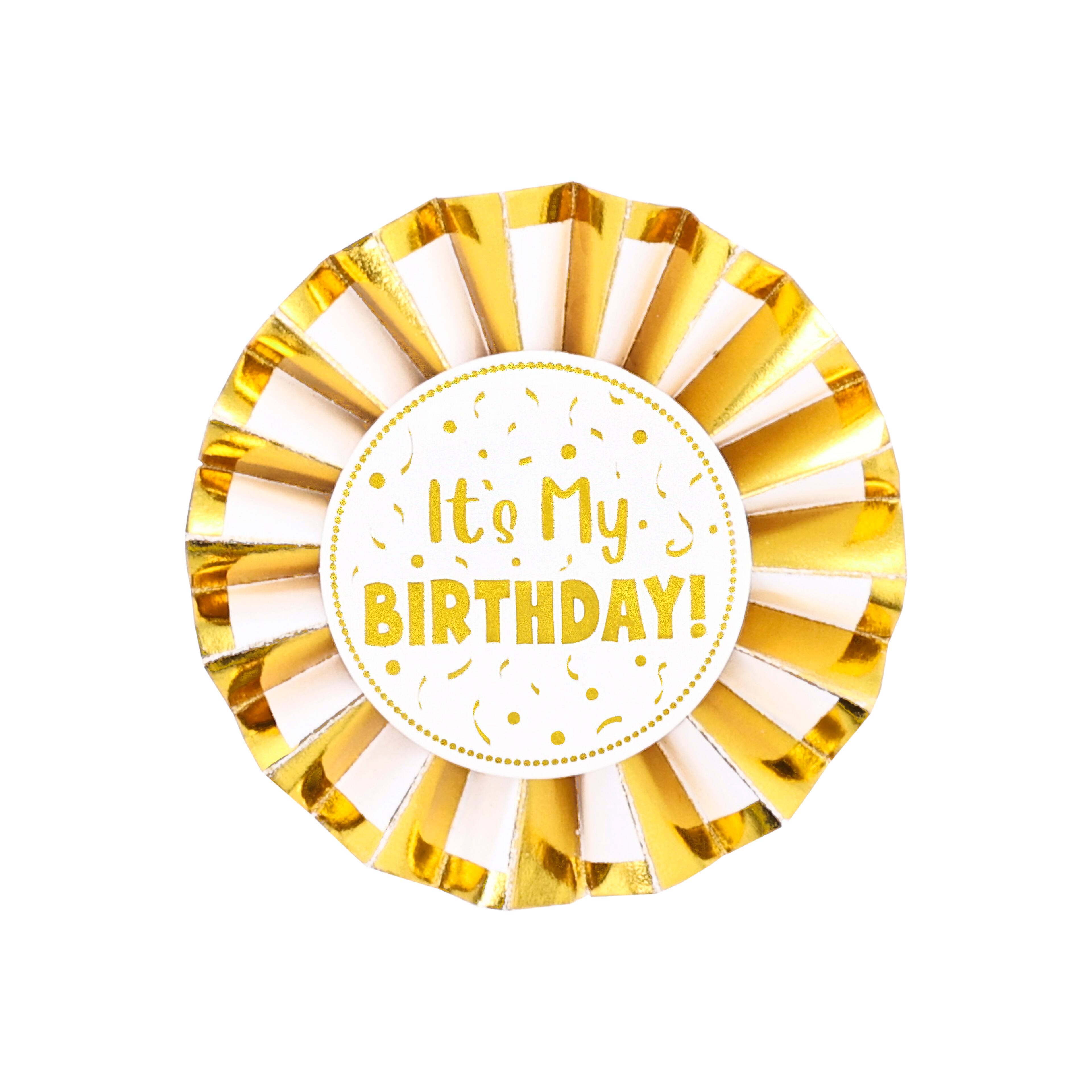 12 Pack: 2.75" Gold It's My Birthday Badge by Celebrate It™