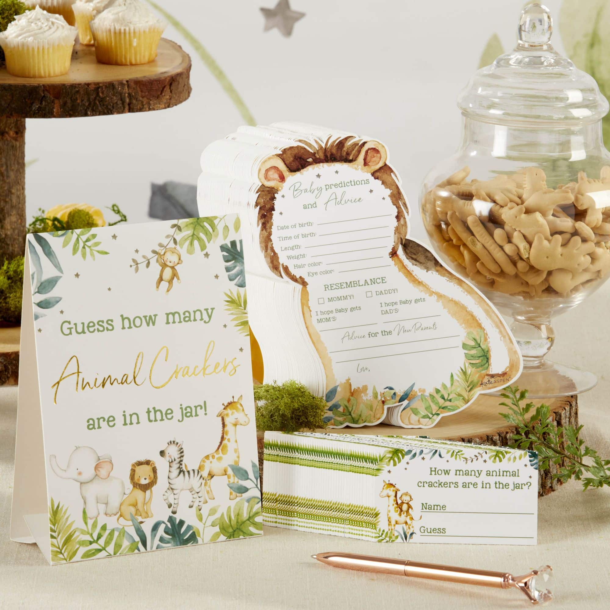 Safari Baby Advice Card & Baby Shower Game Set