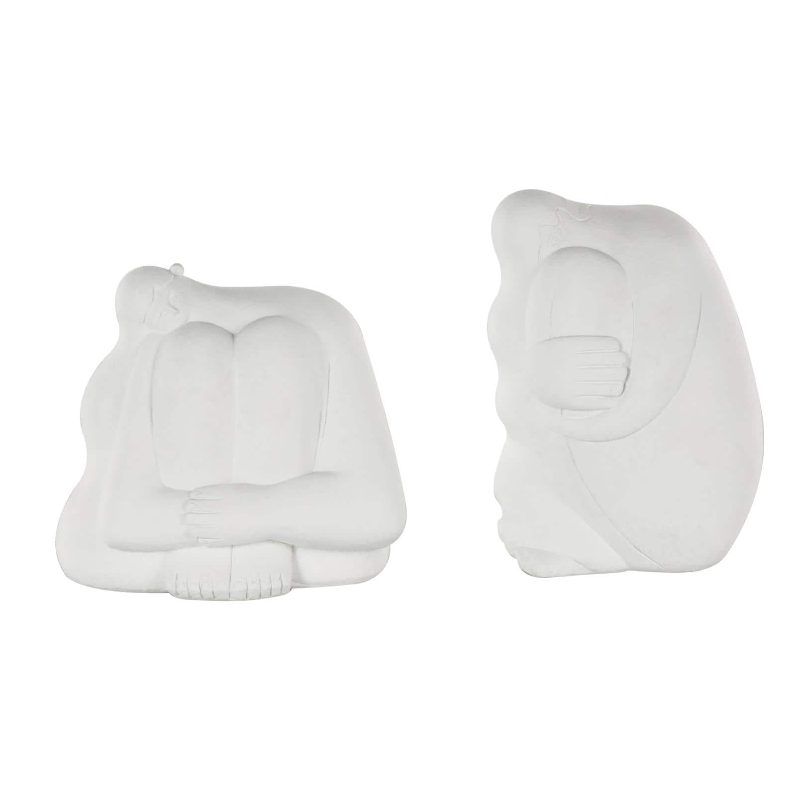 White Abstract Tucked Sitting People Sculpture Set