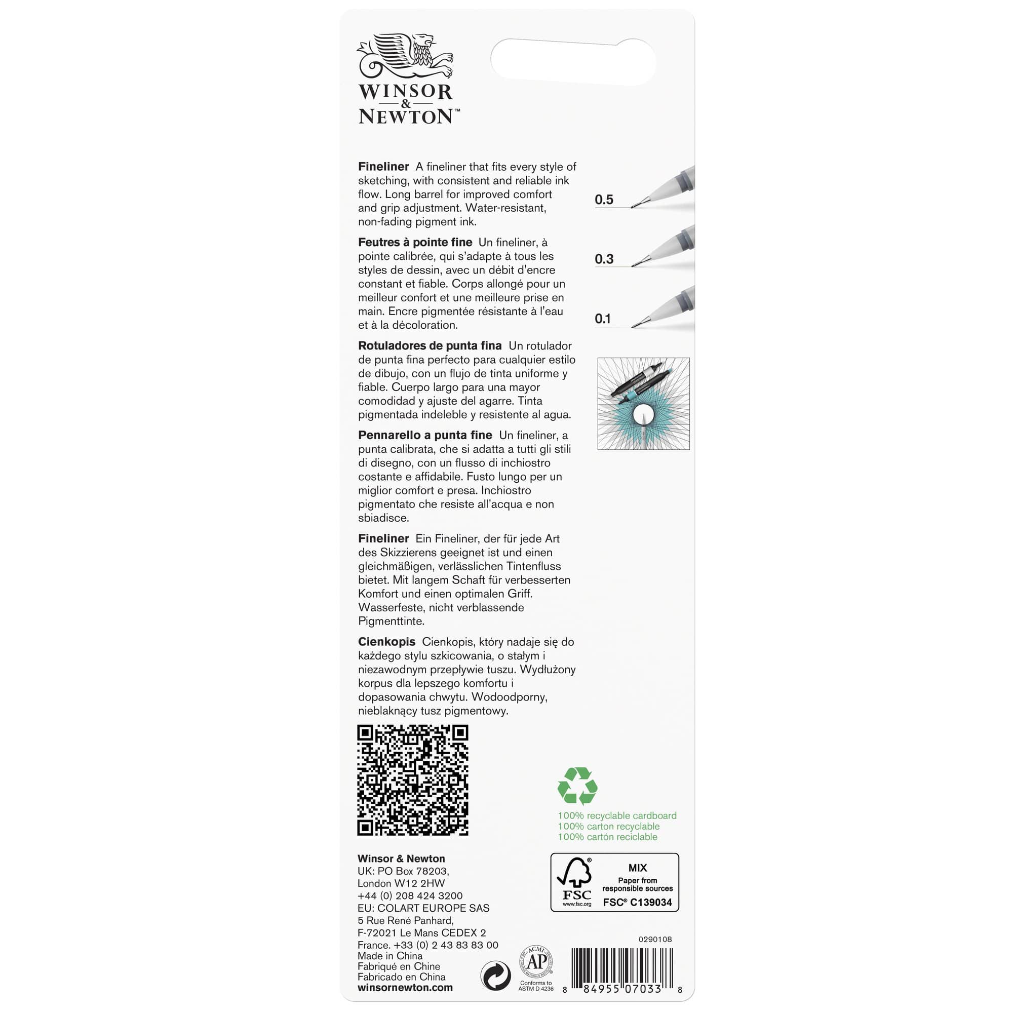 Winsor & Newton™ 3 Piece Cool Grey Fineliner Set