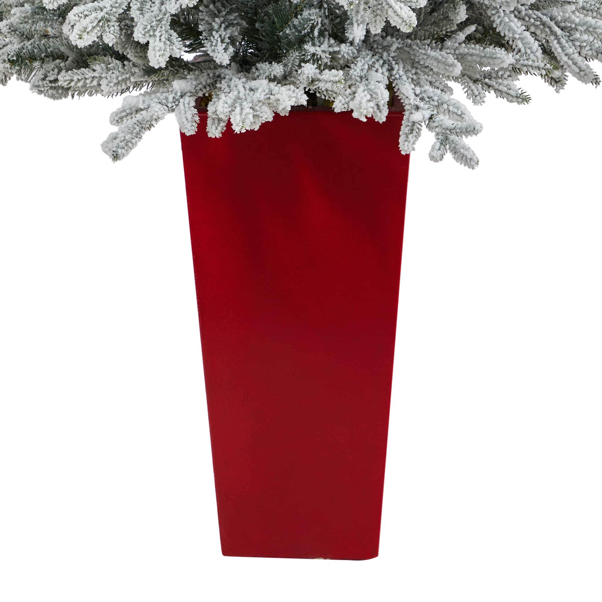 4.75ft. Pre-Lit Flocked Fraser Fir Artificial Christmas Tree in Tower Planter