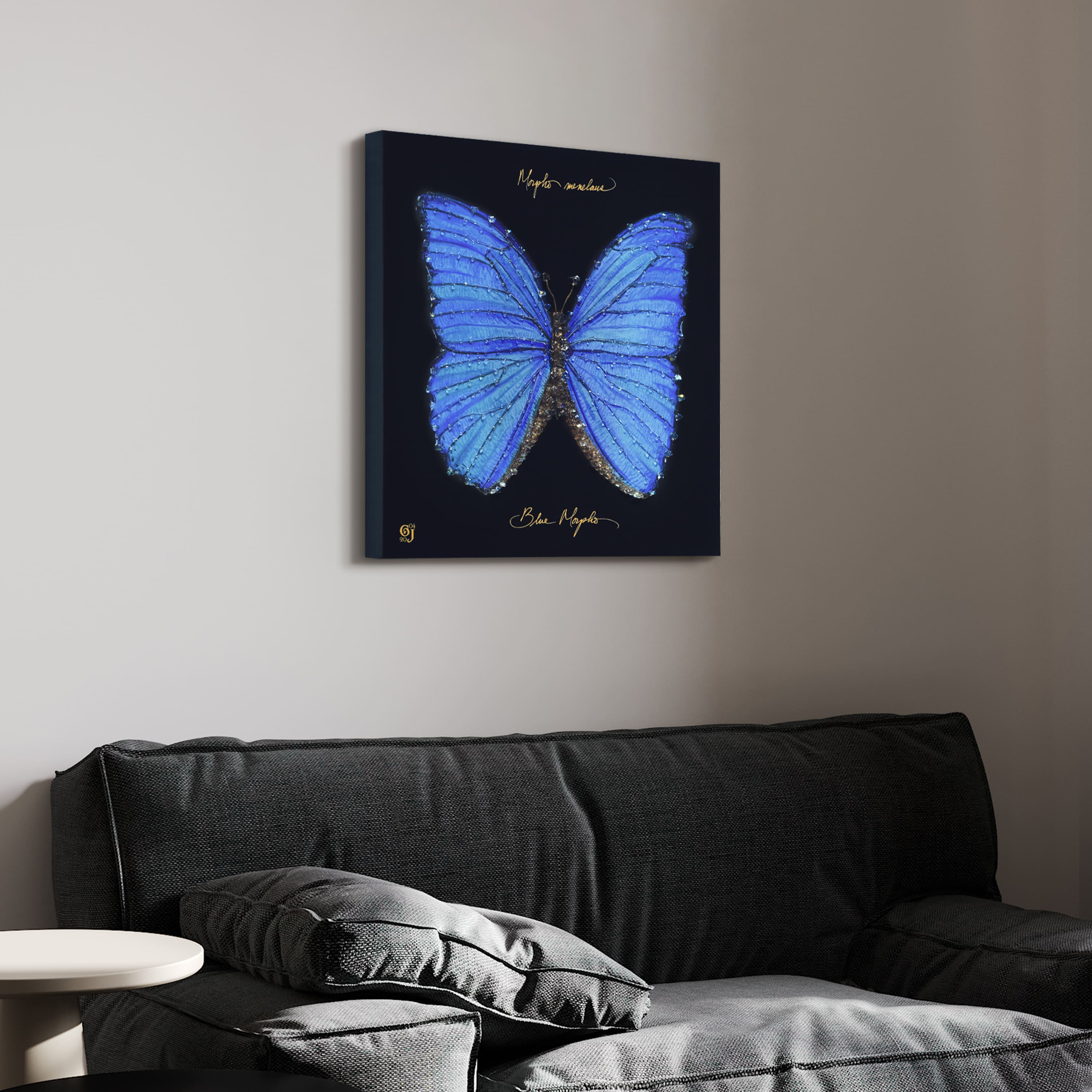 Empire Art Direct 24" x 24" Blue Monarch Elegance I Crystallus Gallery Epoxy Coated Wrapped Canvas Wall Art