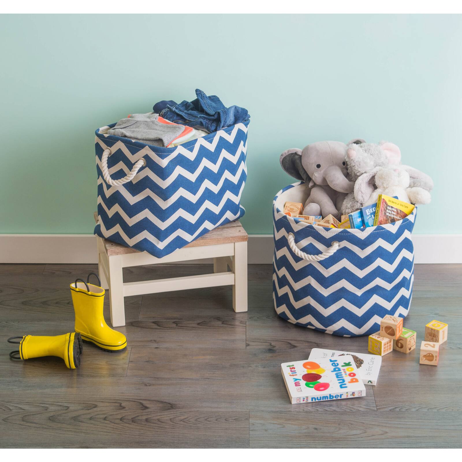 DII® 15" Round Chevron Fabric Bin
