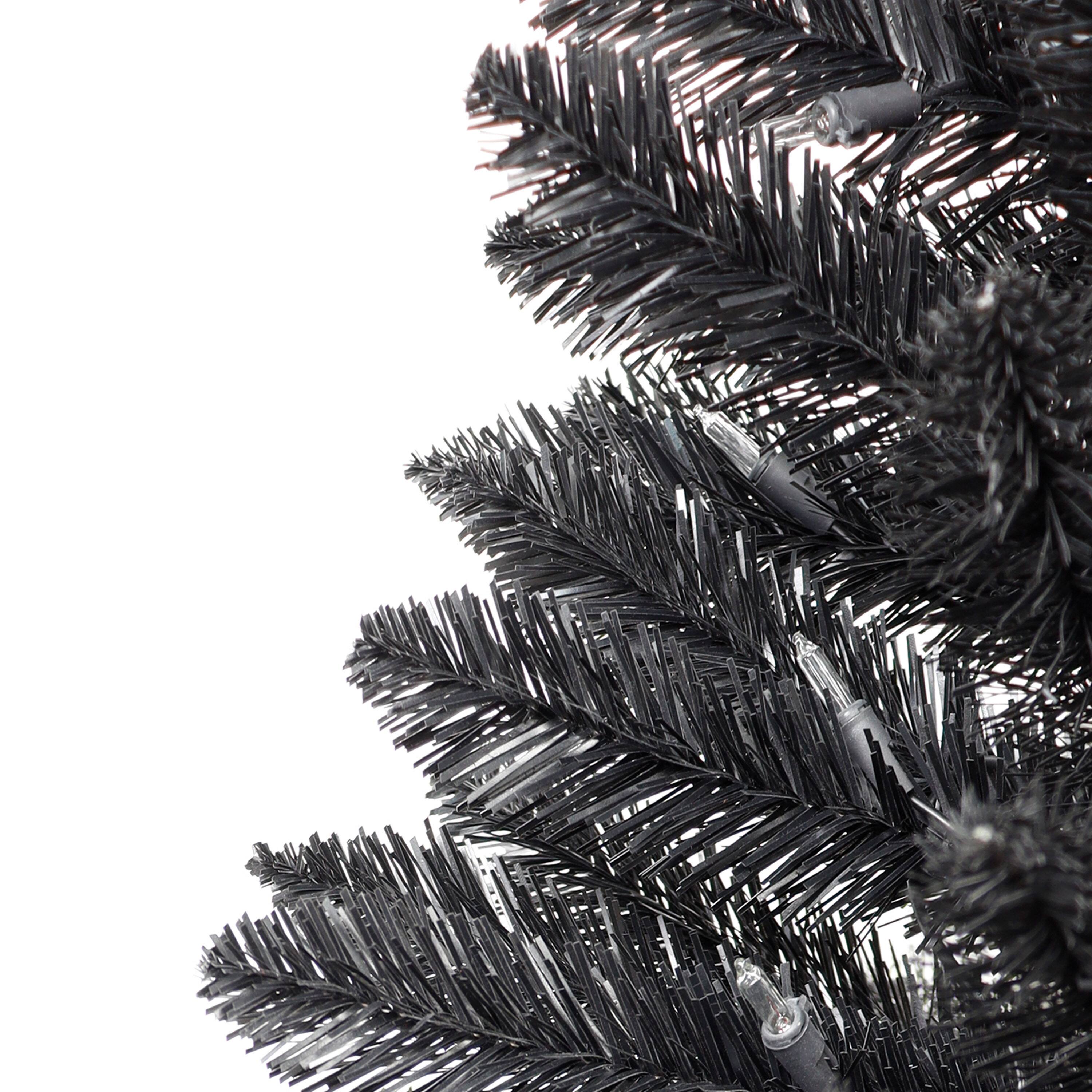 7ft. Pre-Lit Black Carson Pine Artificial Christmas Tree, Clear Lights
