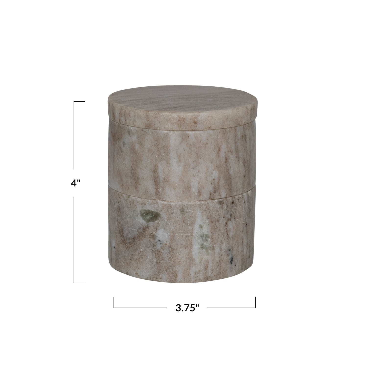 Hello Honey® 3.75" Beige Round Marble Stackable Pinch Pots with Lid