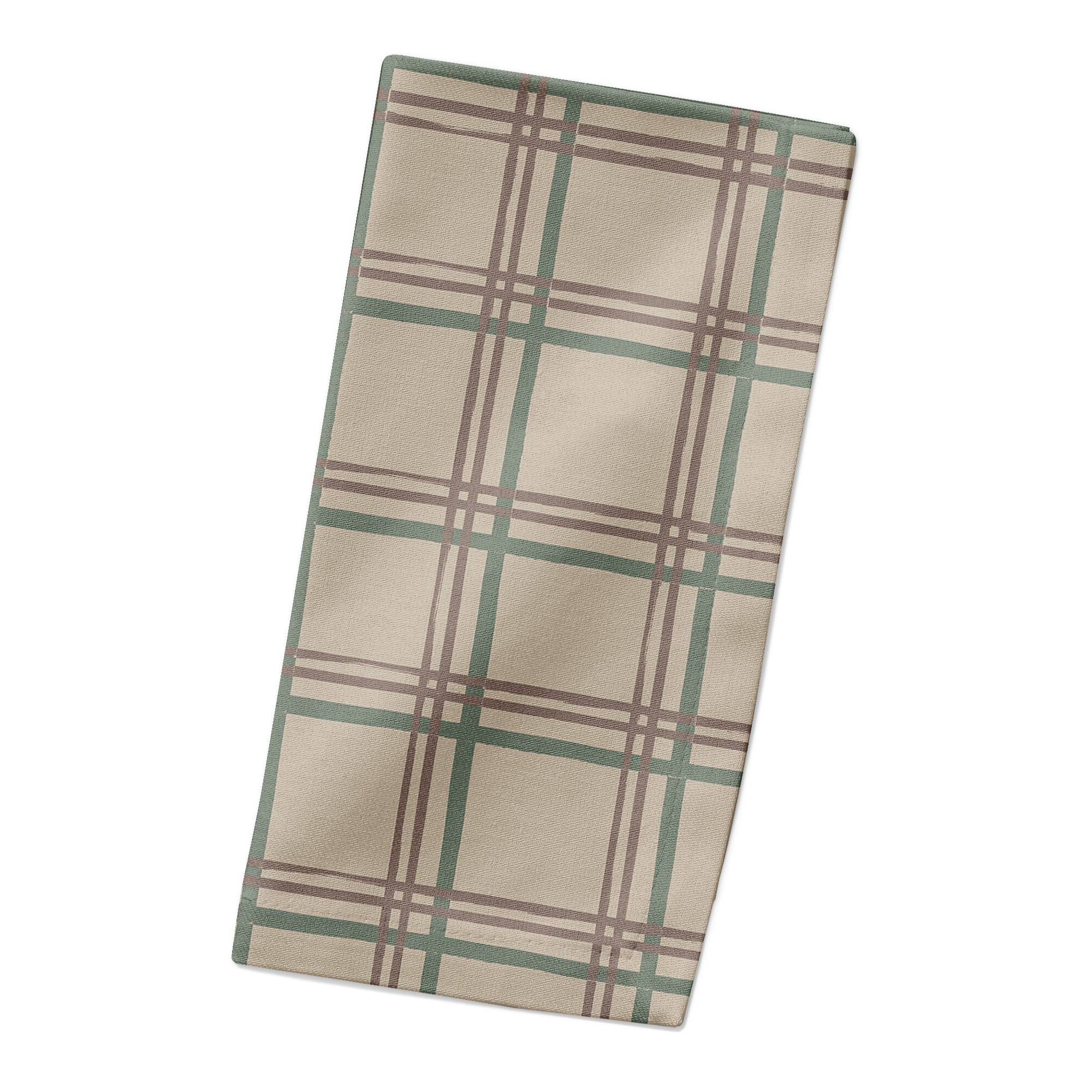 Holiday Plaid on Brown Cotton Twill Napkin