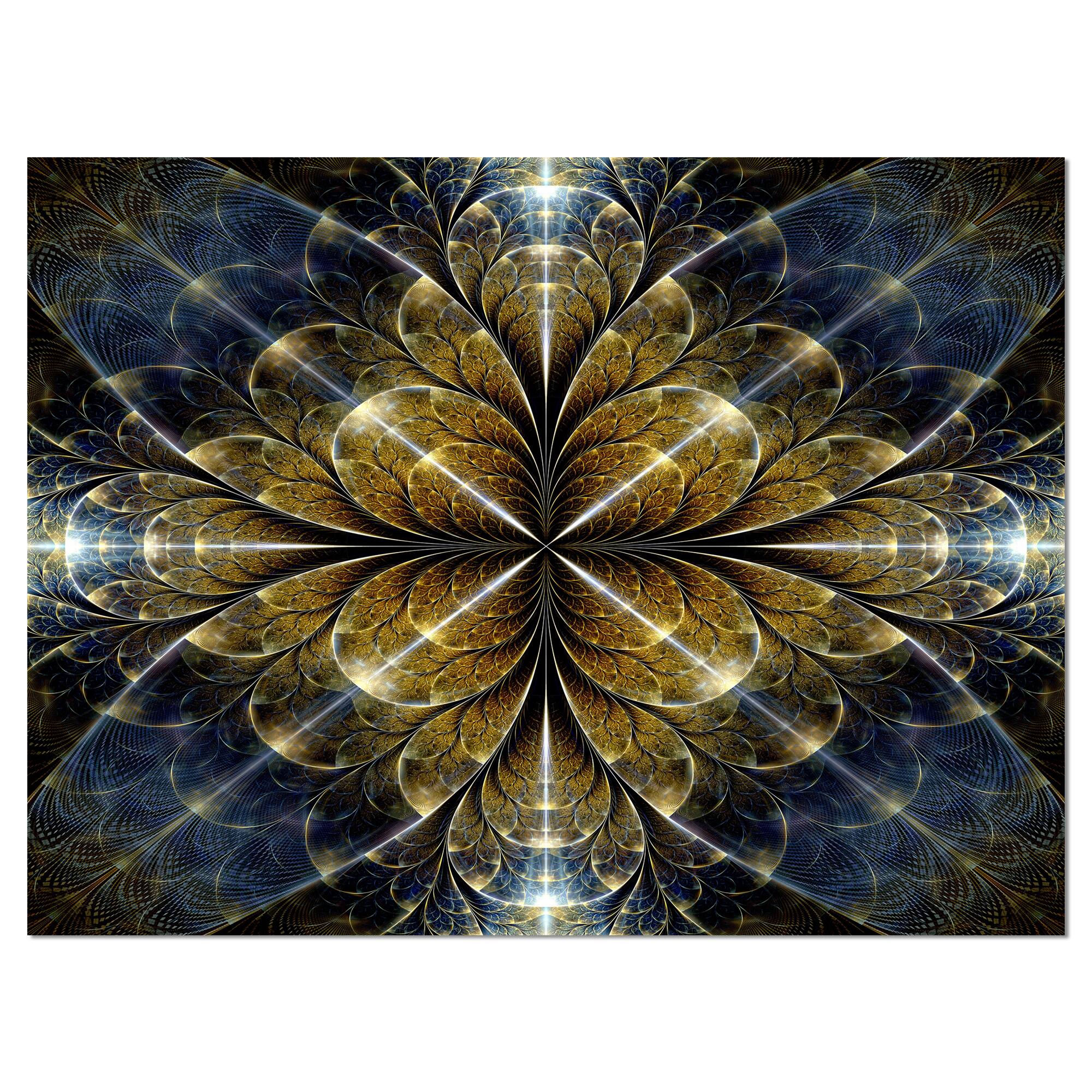 Designart - Digital Gold Fractal Flower Pattern