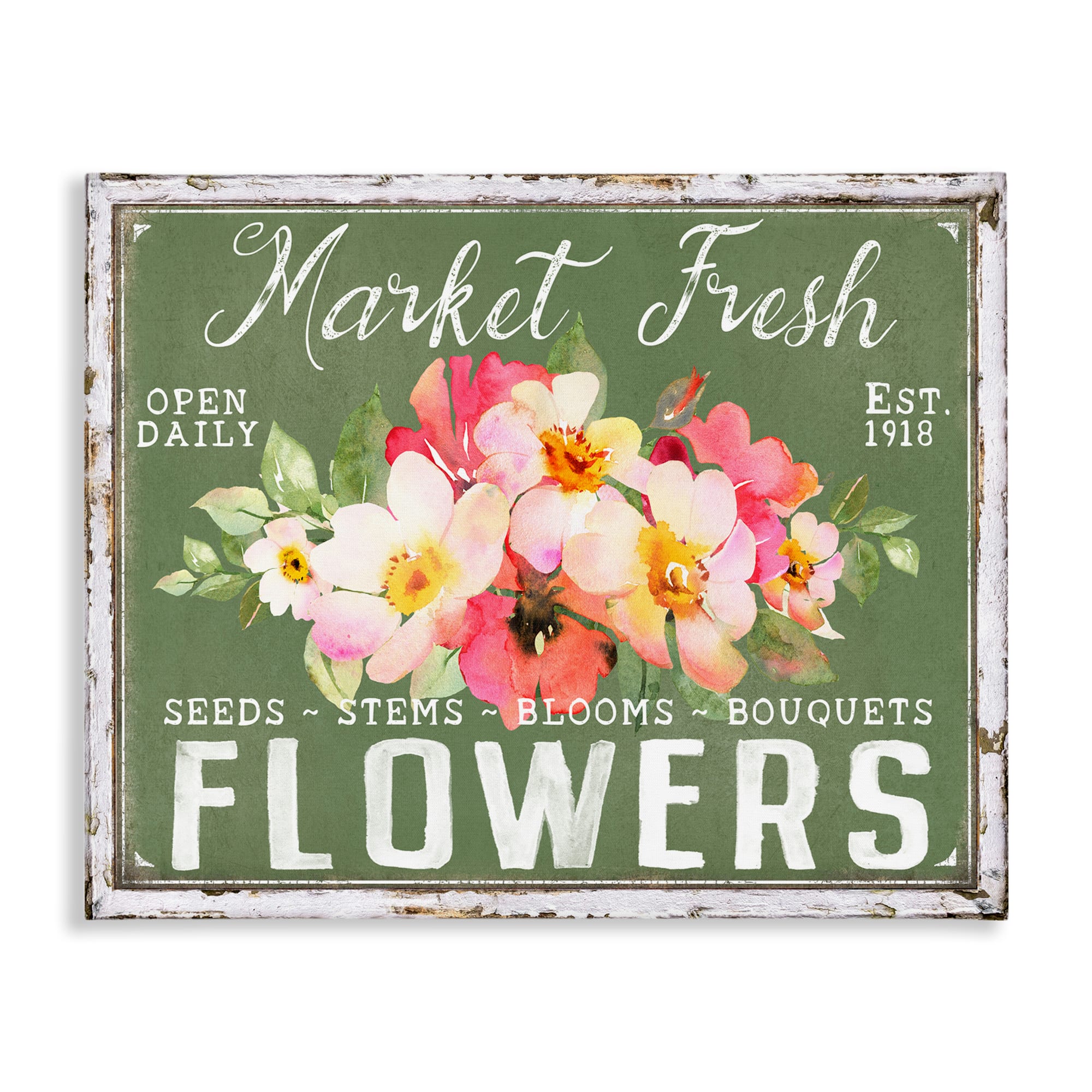 Stupell Industries Antique Market Fresh Flowers Canvas Wall Art