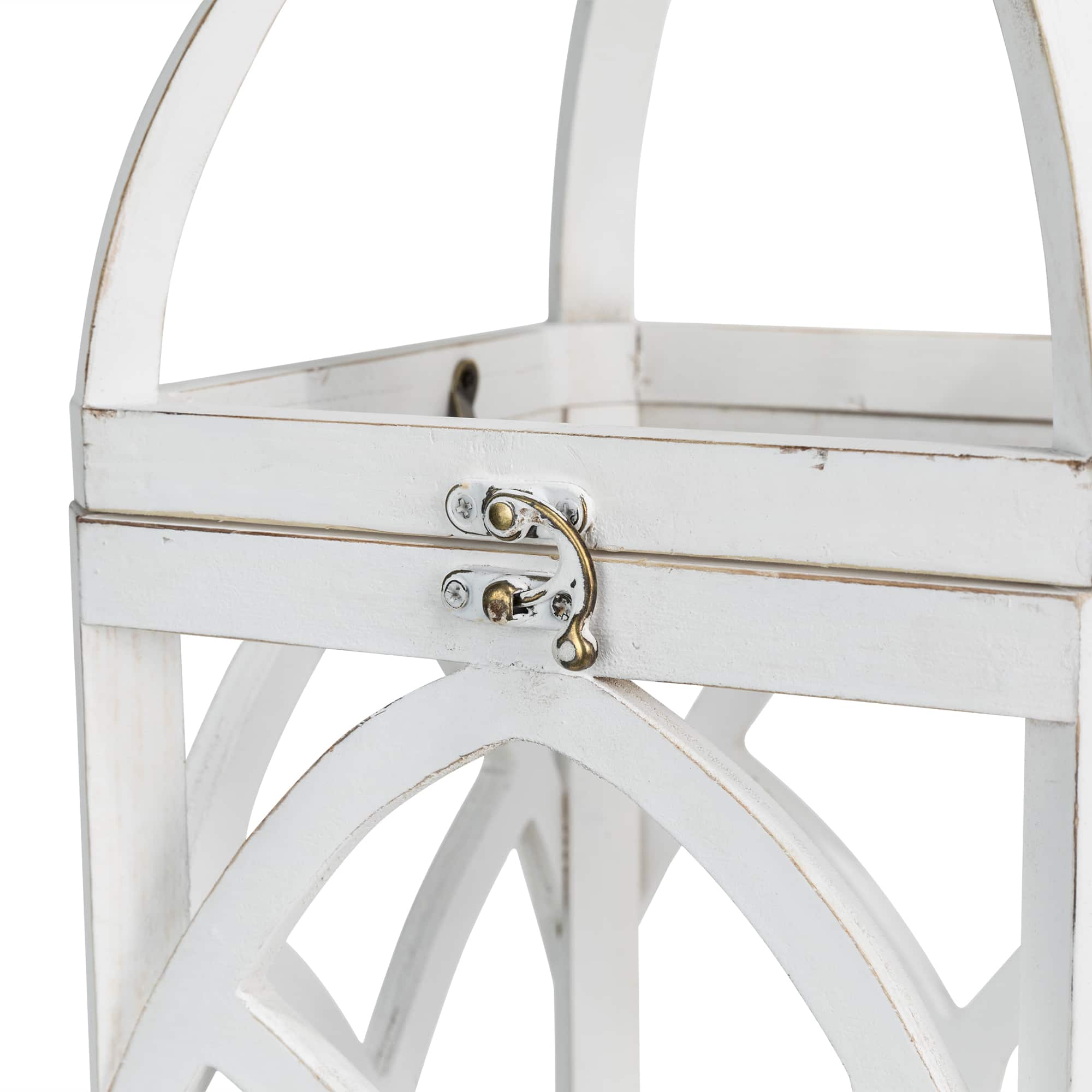Glitzhome® Wash White Farmhouse Wooden Church Window Frame Lanterns, 2ct.