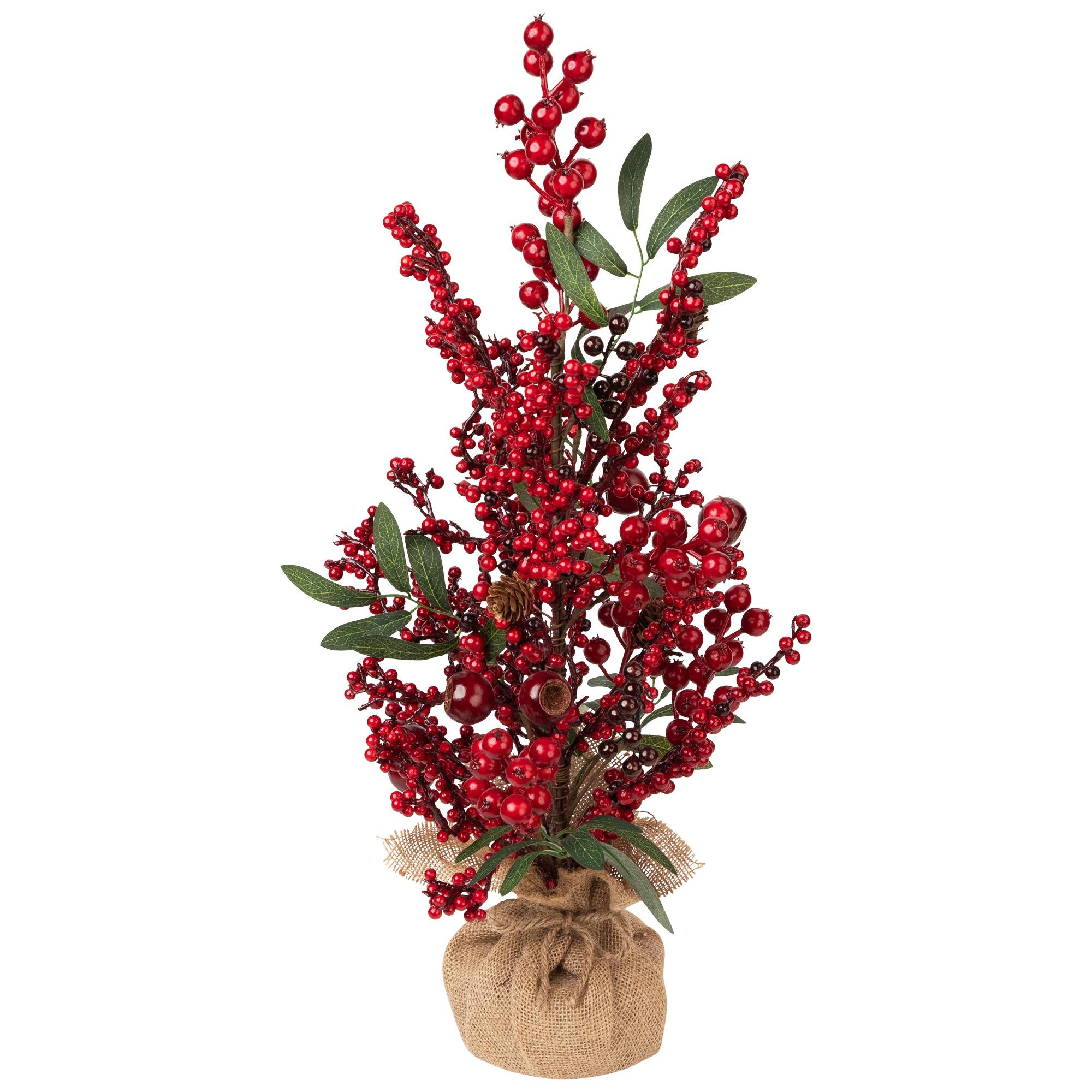 Northlight 24" Unlit Berry, Apple & Pinecone Artificial Christmas Tree in Burlap Base