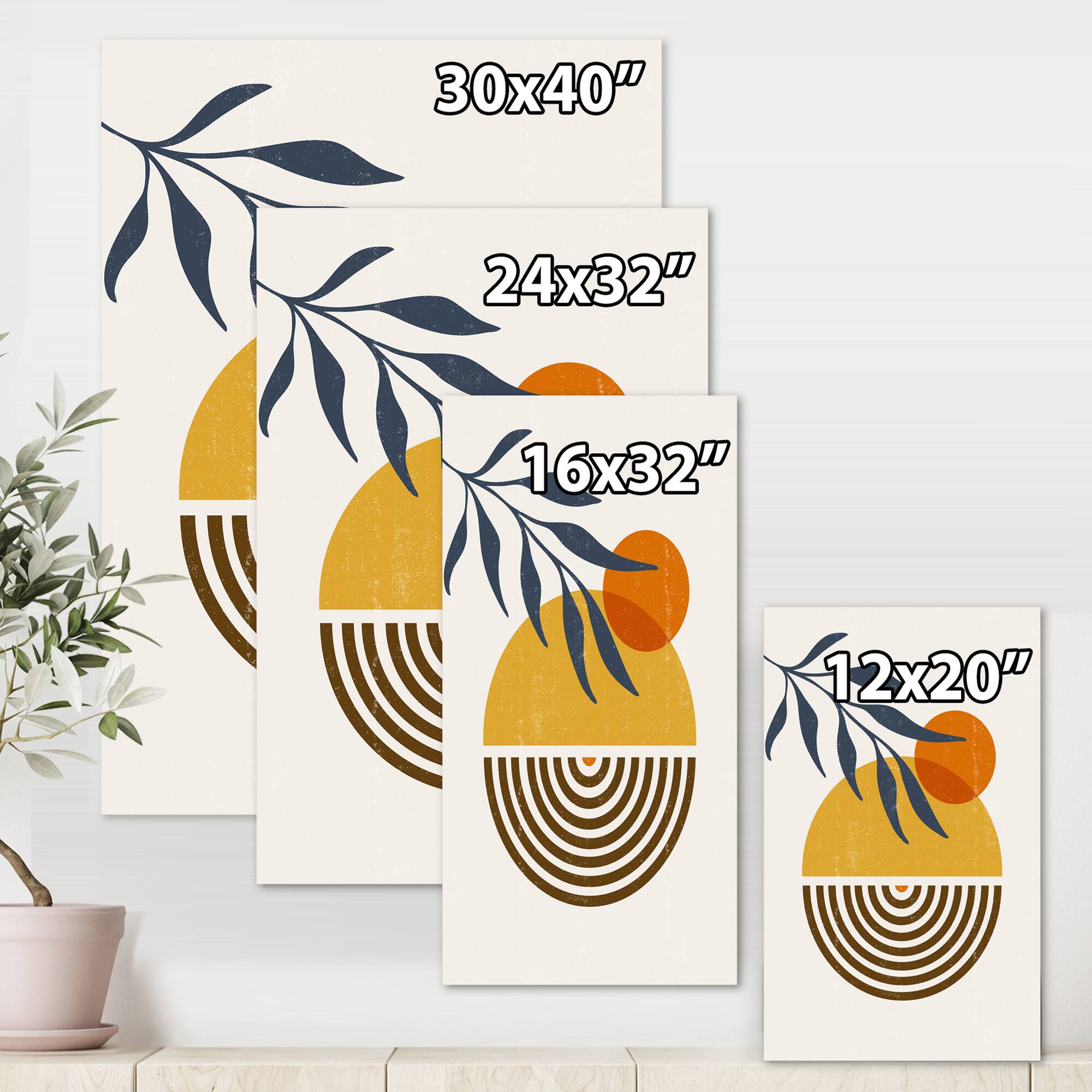 Designart - Botanical Minimalist Leaf With Abstract Shapes IV
