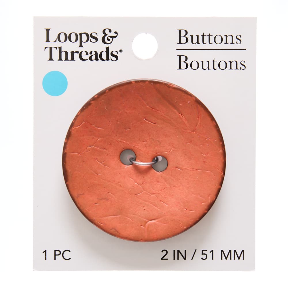 51mm Red Round Coconut Button by Loops & Threads®