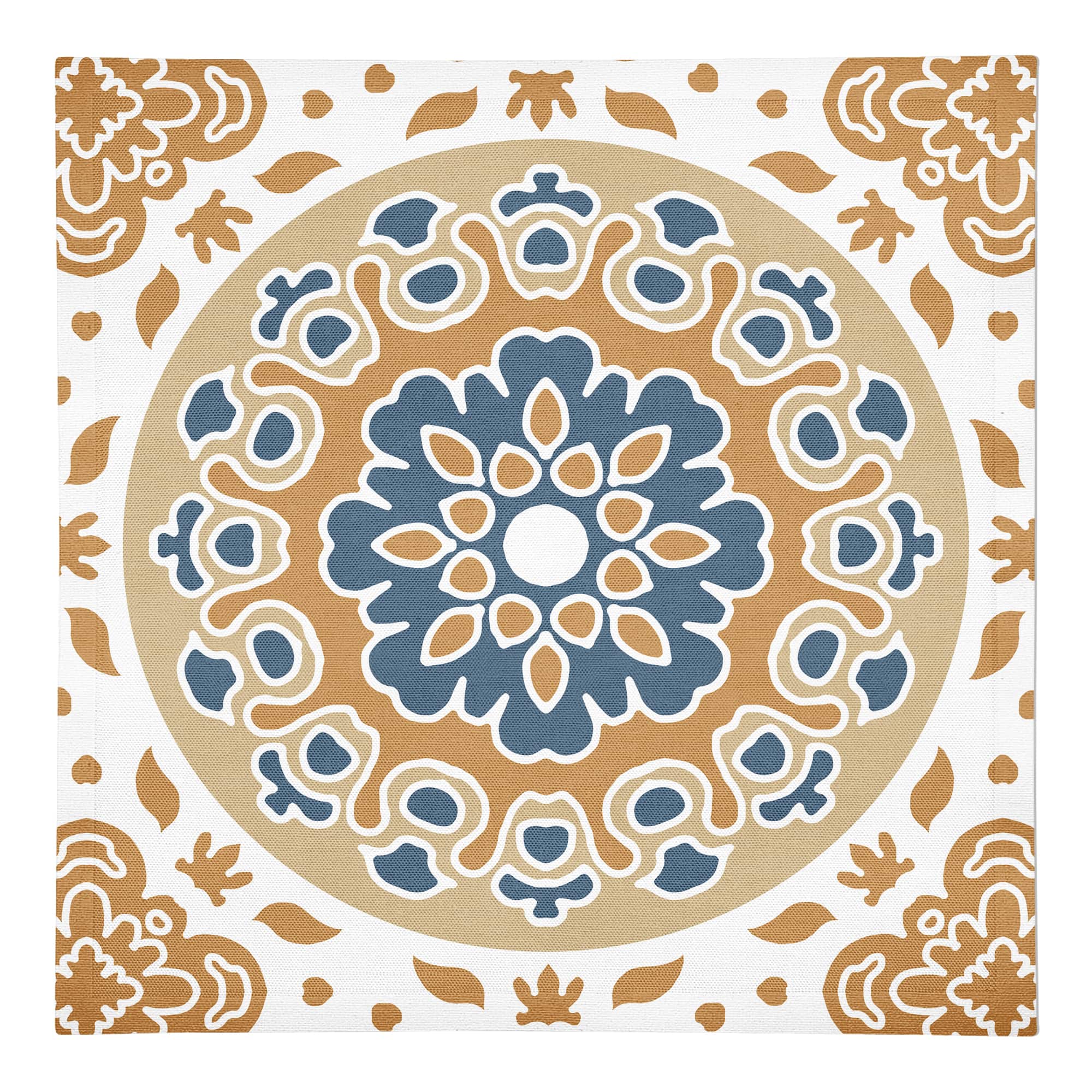 Blue and Yellow Mandala 10" x 10" Cotton Twill Napkin